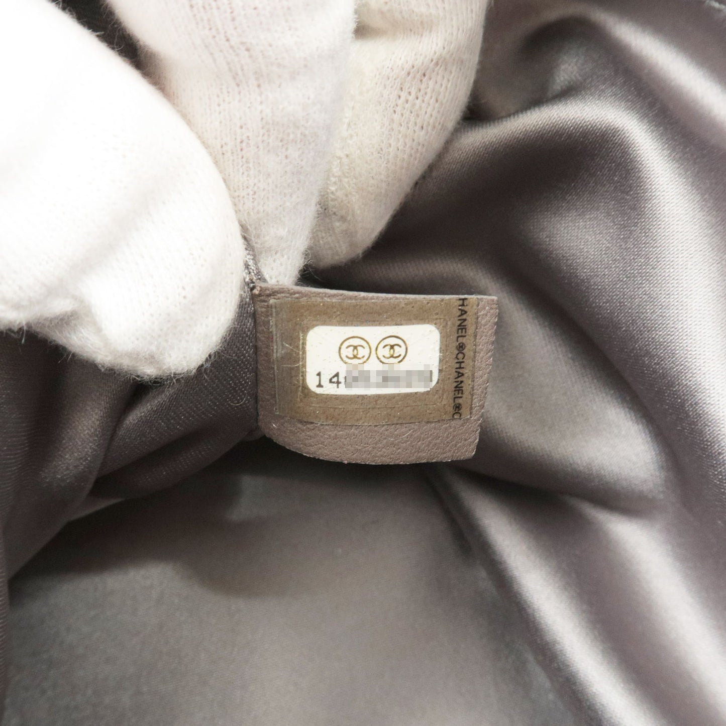 CHANEL Lamb Skin Tweed Chain Hand Bag Black Silver Hardware A49560