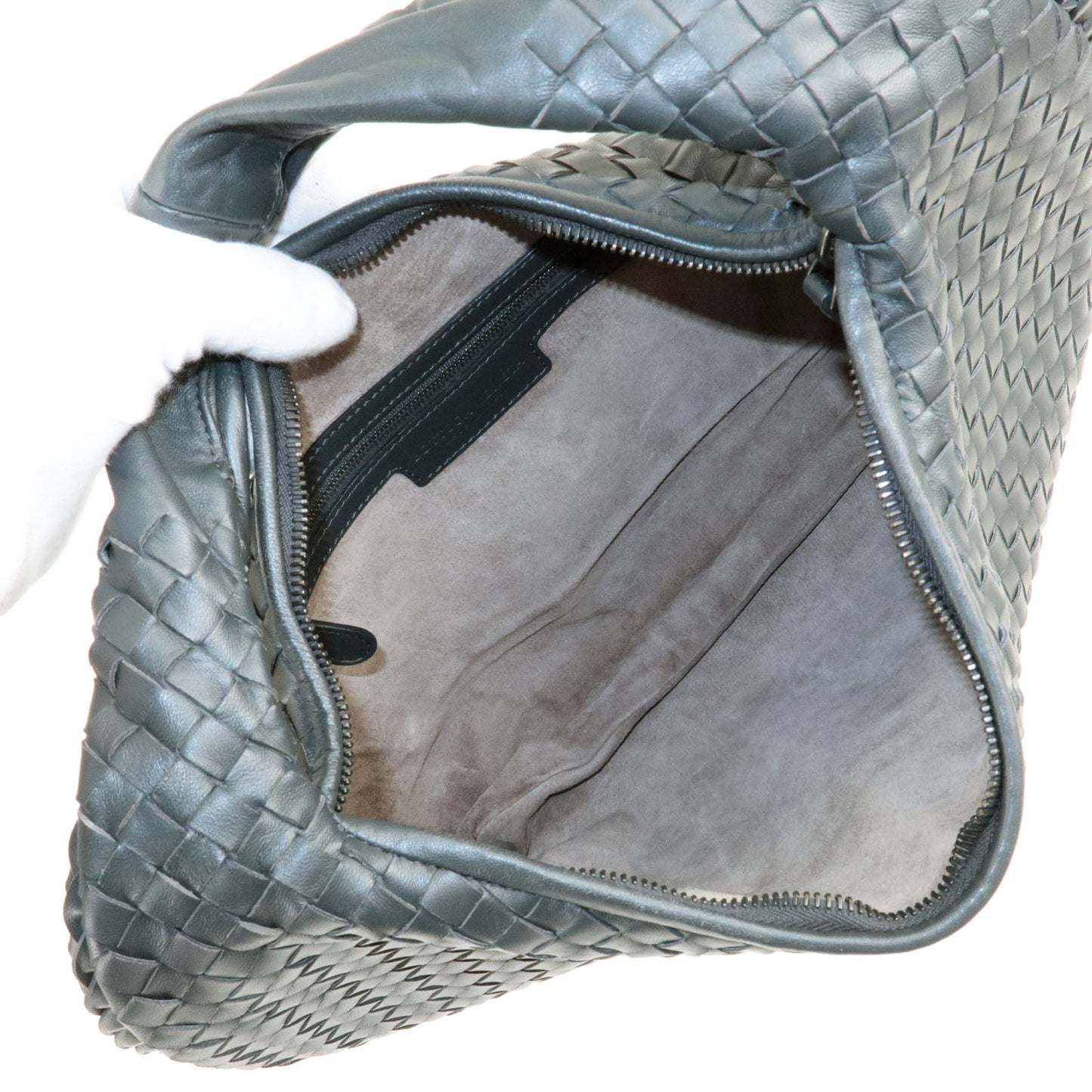 BOTTEGA VENETA Intrecciato Leather Semi Shoulder Bag Gray 115653