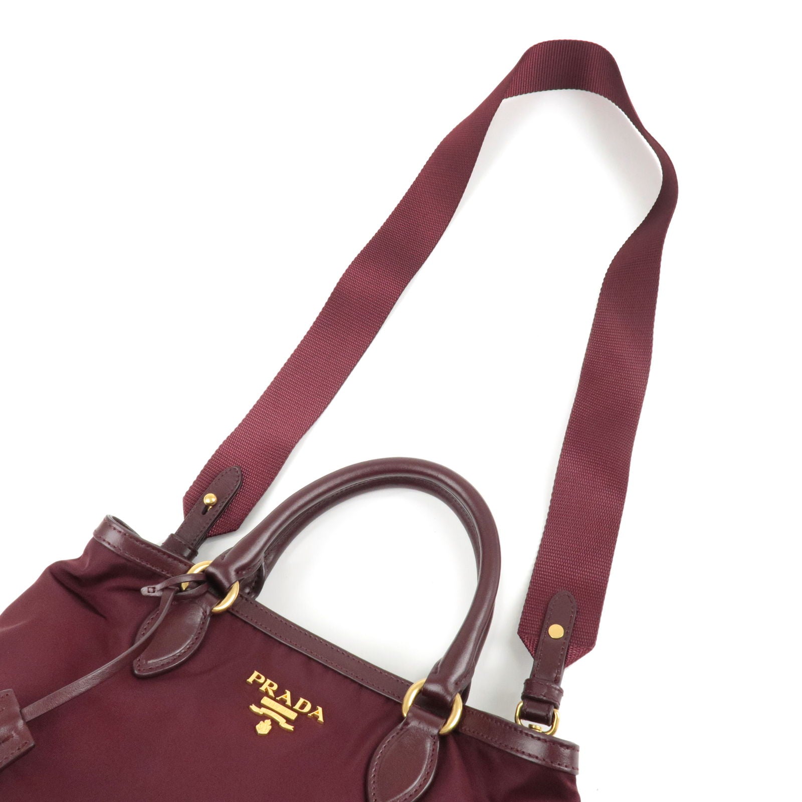 Prada Jaquard Detail Midi Dress - Nylon - Logo - Bordeaux - Bag - Bag -  Leather - Hand - PRADA - 2Way - ep_vintage luxury Store - Granato - 1BA172  – dct