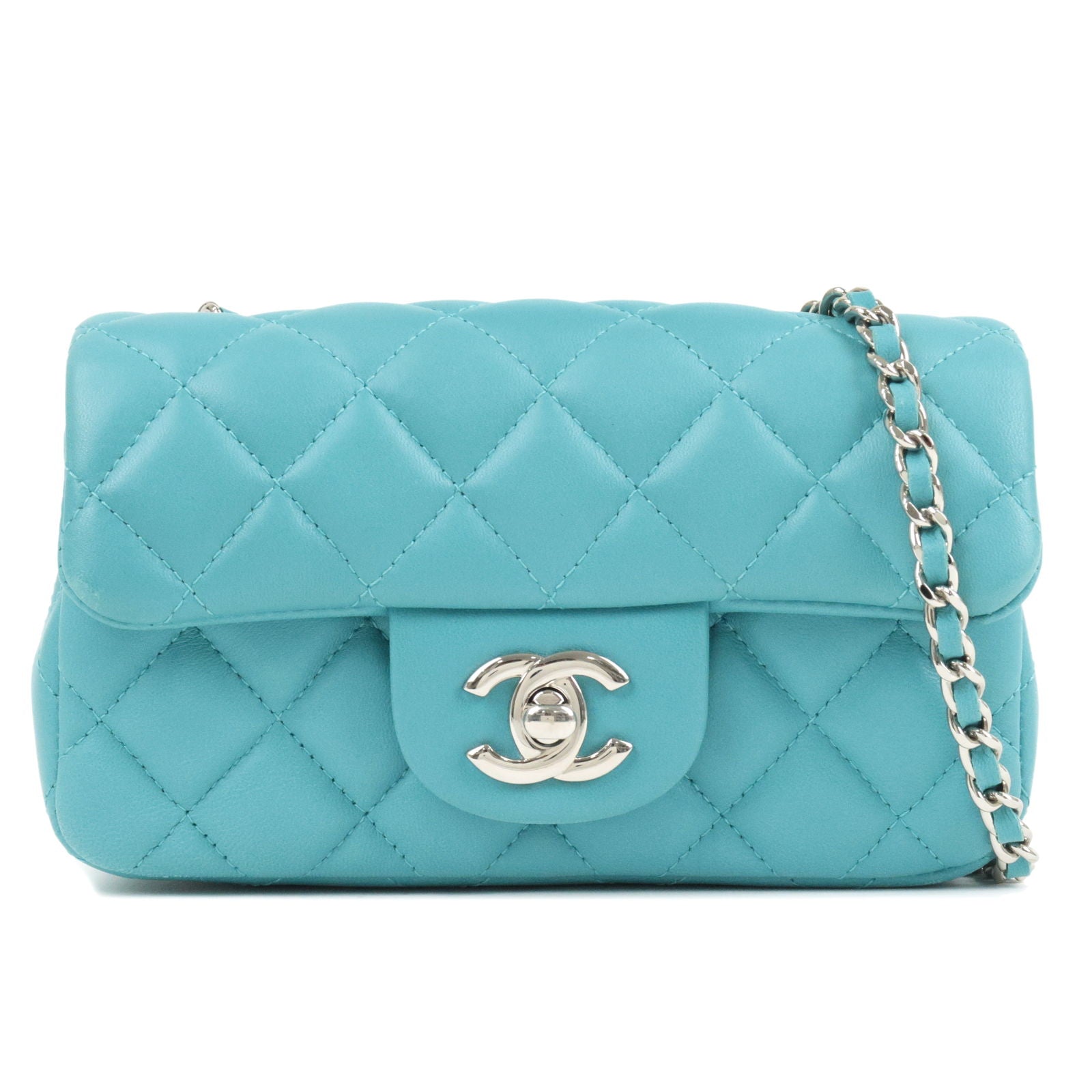 CHANEL-Matelasse-Lamb-Skin-Mini-Chain-Shoulder-Bag-Turquoise-Blue –  dct-ep_vintage luxury Store