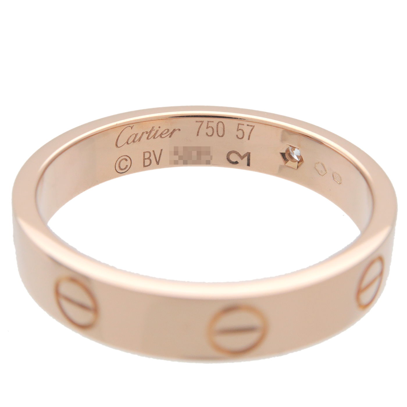 Cartier Mini Love Ring 1P Diamond 750 Rose Gold #57 US8 EU57