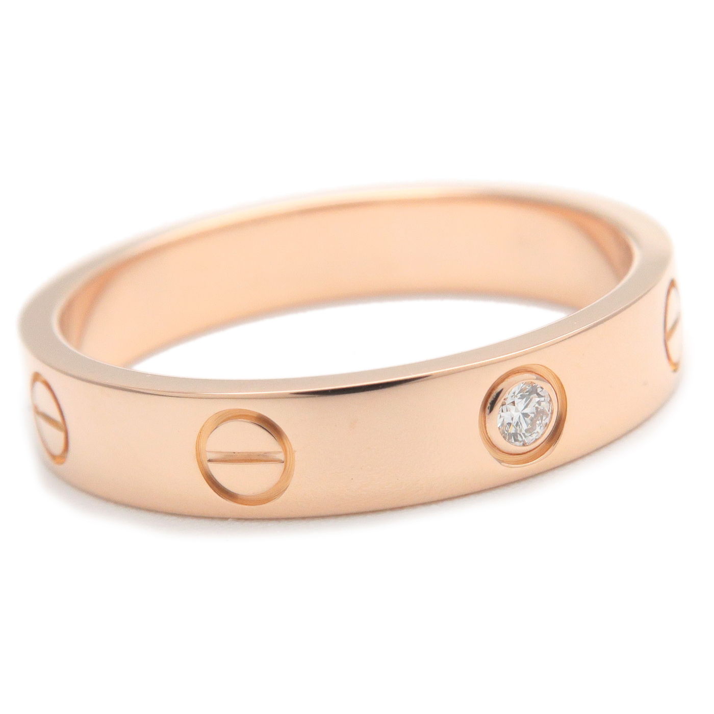 Cartier Mini Love Ring 1P Diamond 750 Rose Gold 57 US8 EU57