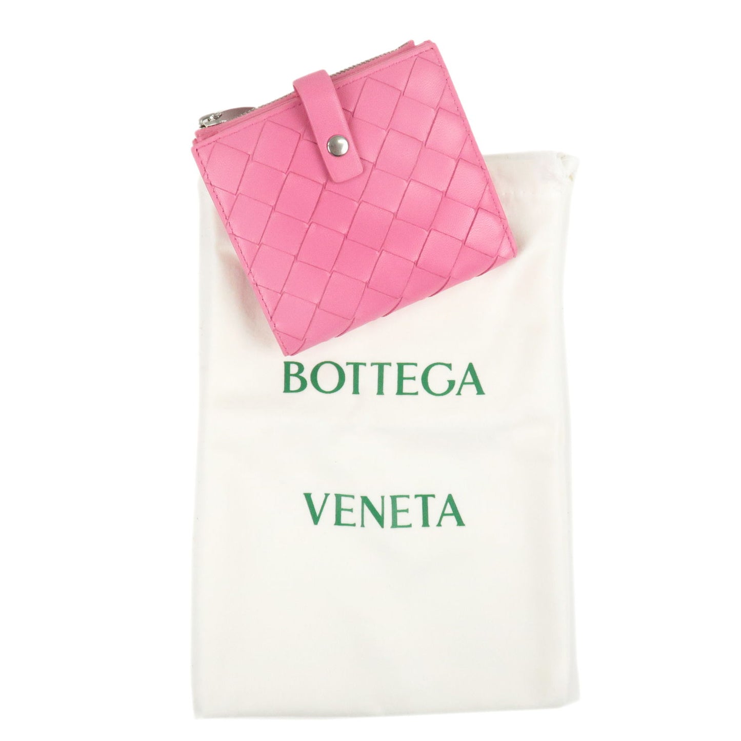 BOTTEGA VENETA Intrecciato Leather Bi-Fold Wallet Pink 600270
