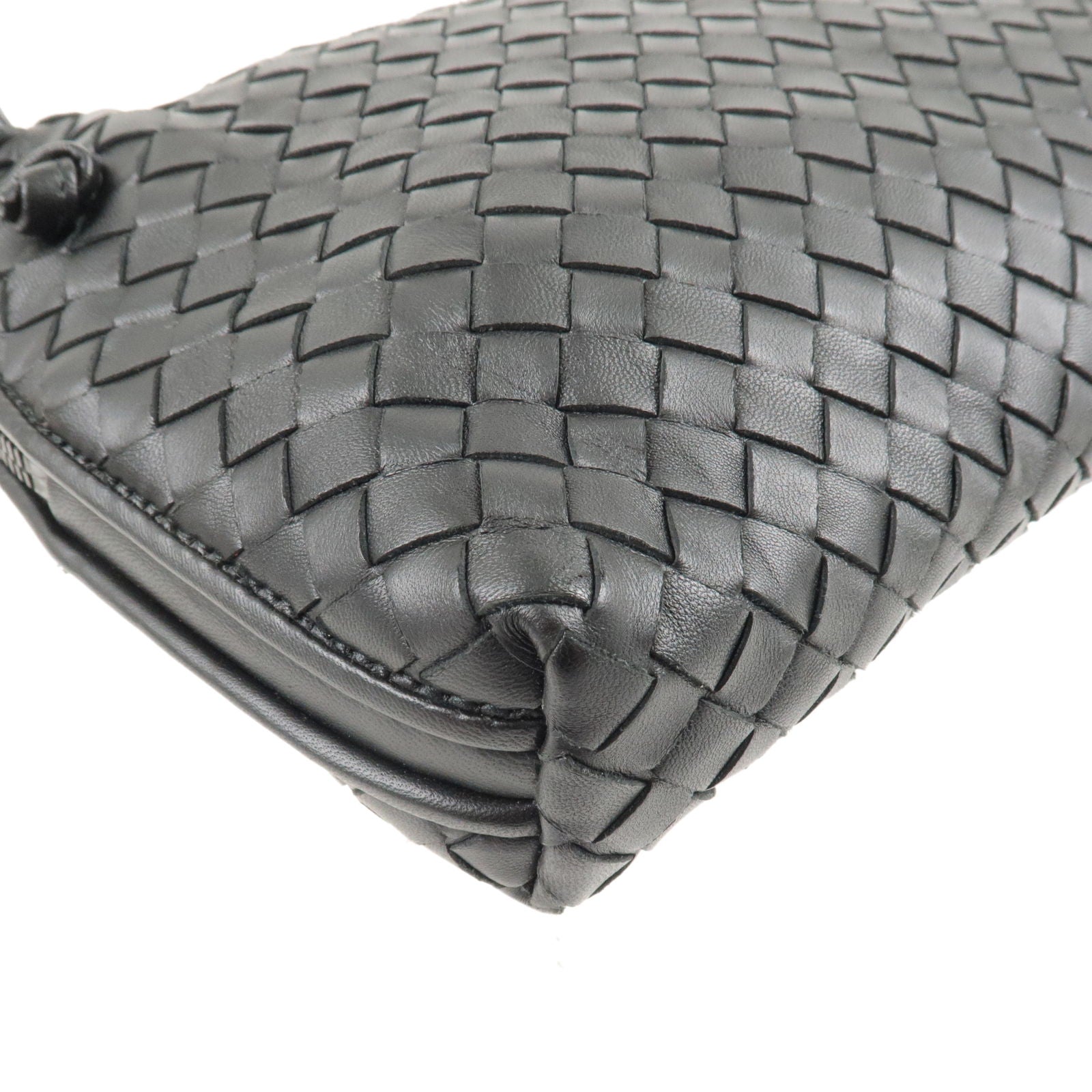 Bottega Veneta Nodini Intrecciato Crossbody Bag Black Leather
