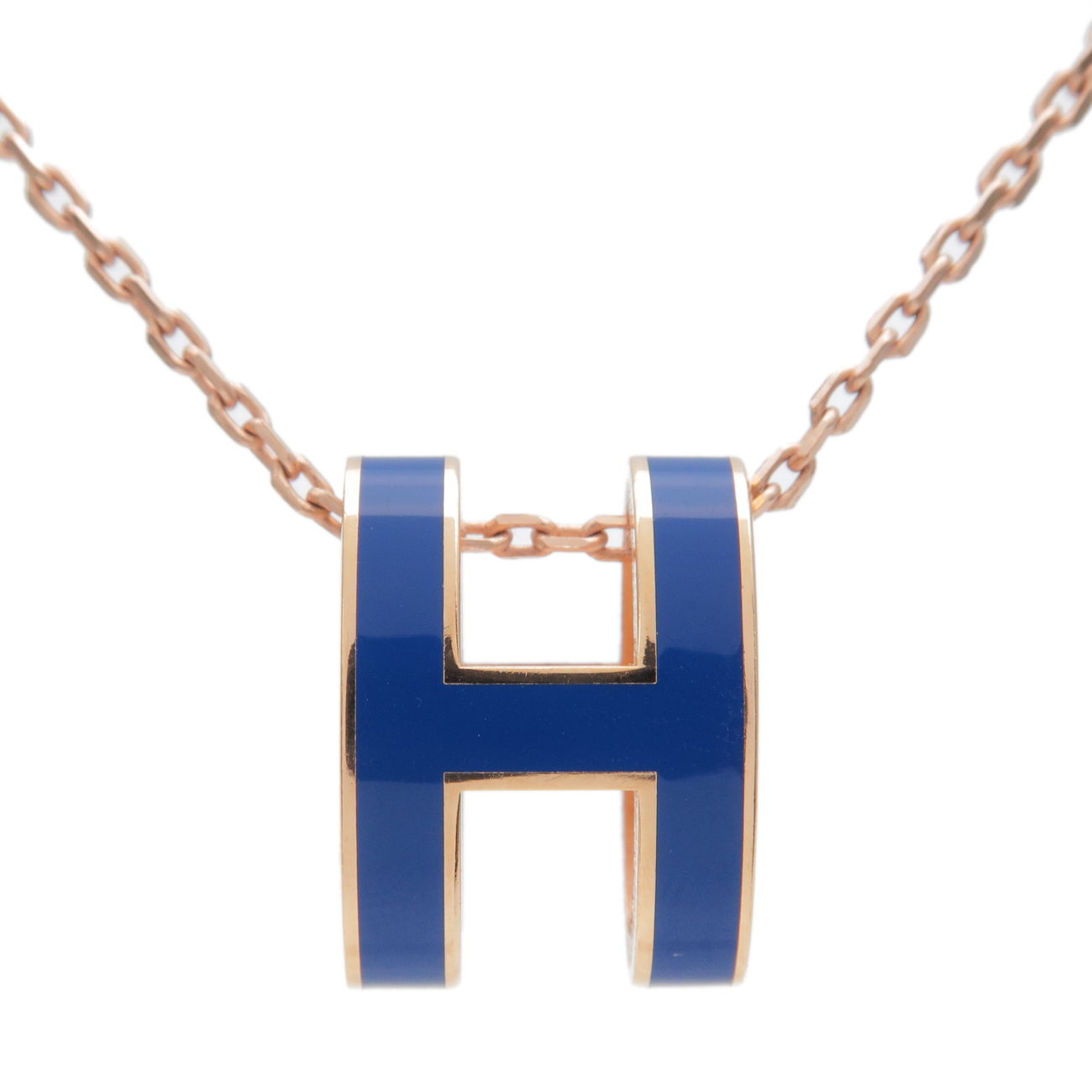 HERMES Hermes Pop Ash Necklace Rose Gold Blue