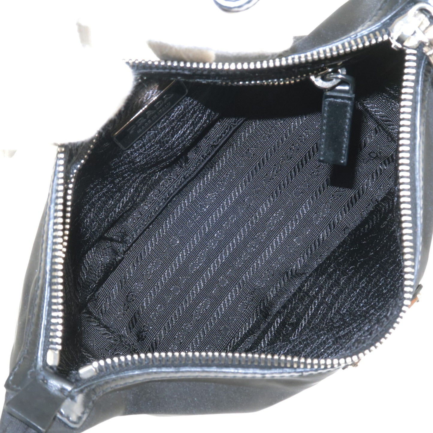 PRADA Logo Nylon Leather Shoulder Bag Hand Bag NERO Black