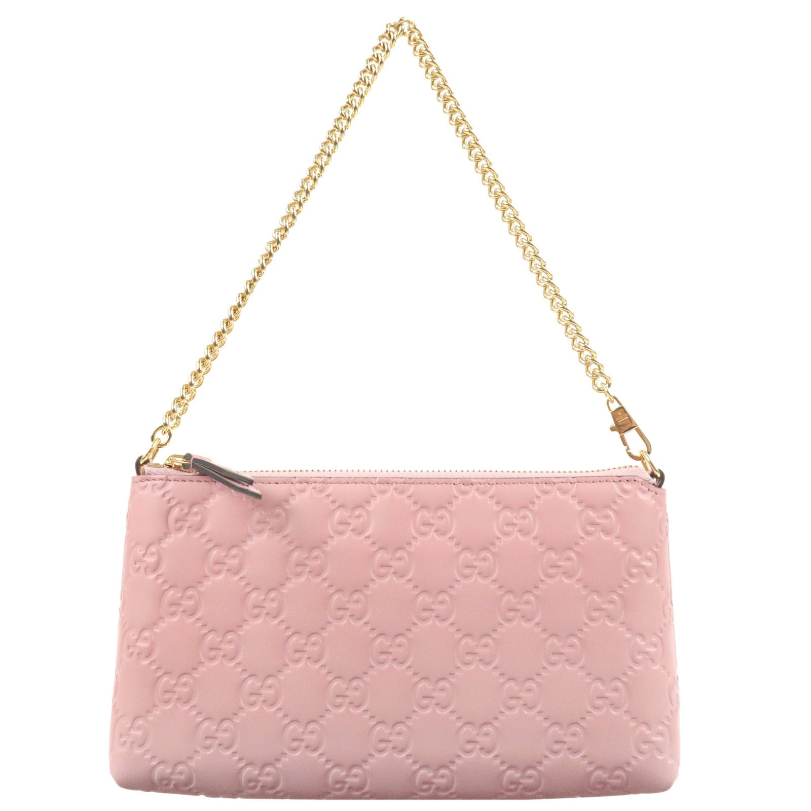 GUCCI-Guccissima-Leather-Wristlet-Chain-Wallet-Pink-428449
