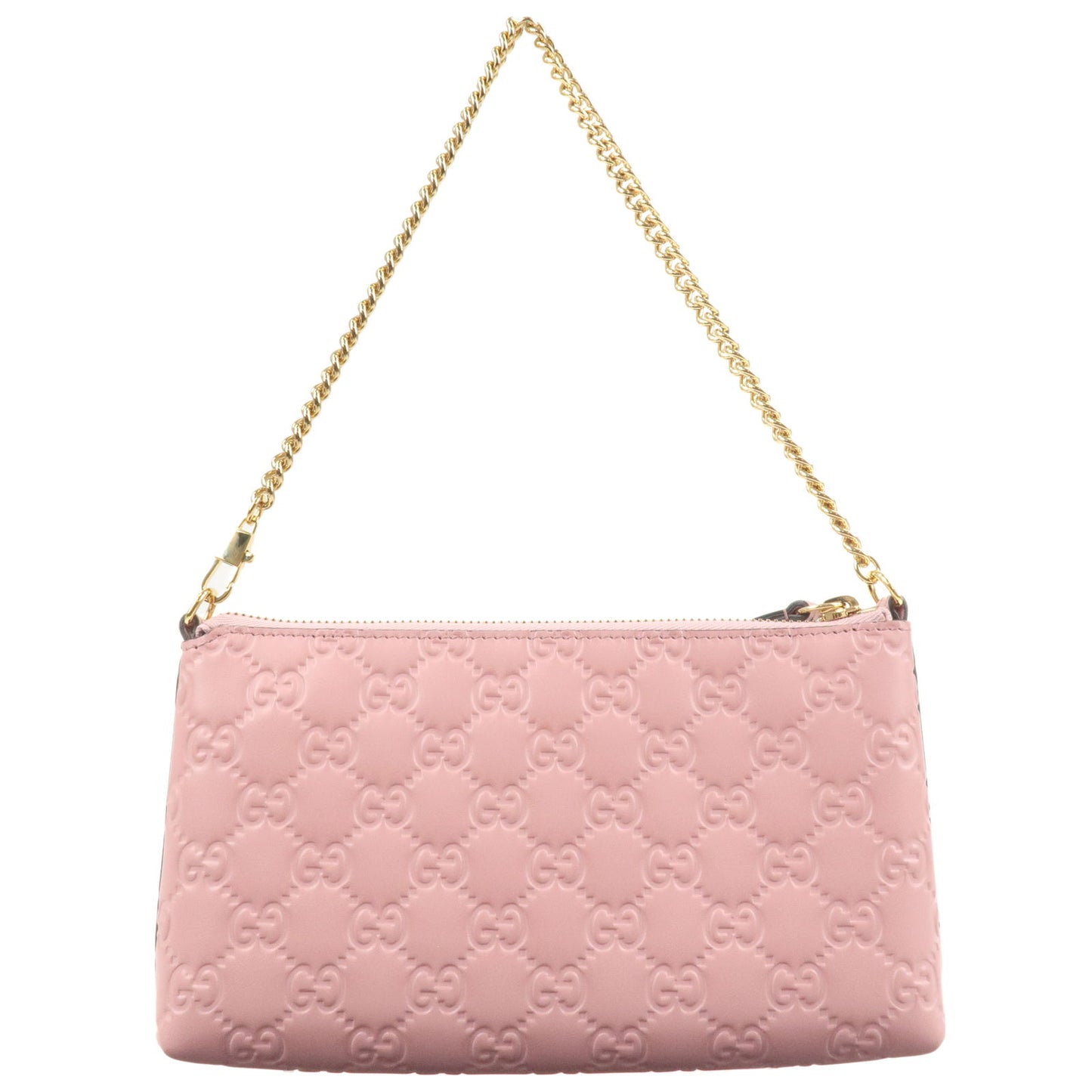 GUCCI Guccissima Leather Wristlet Chain Wallet Pink 428449