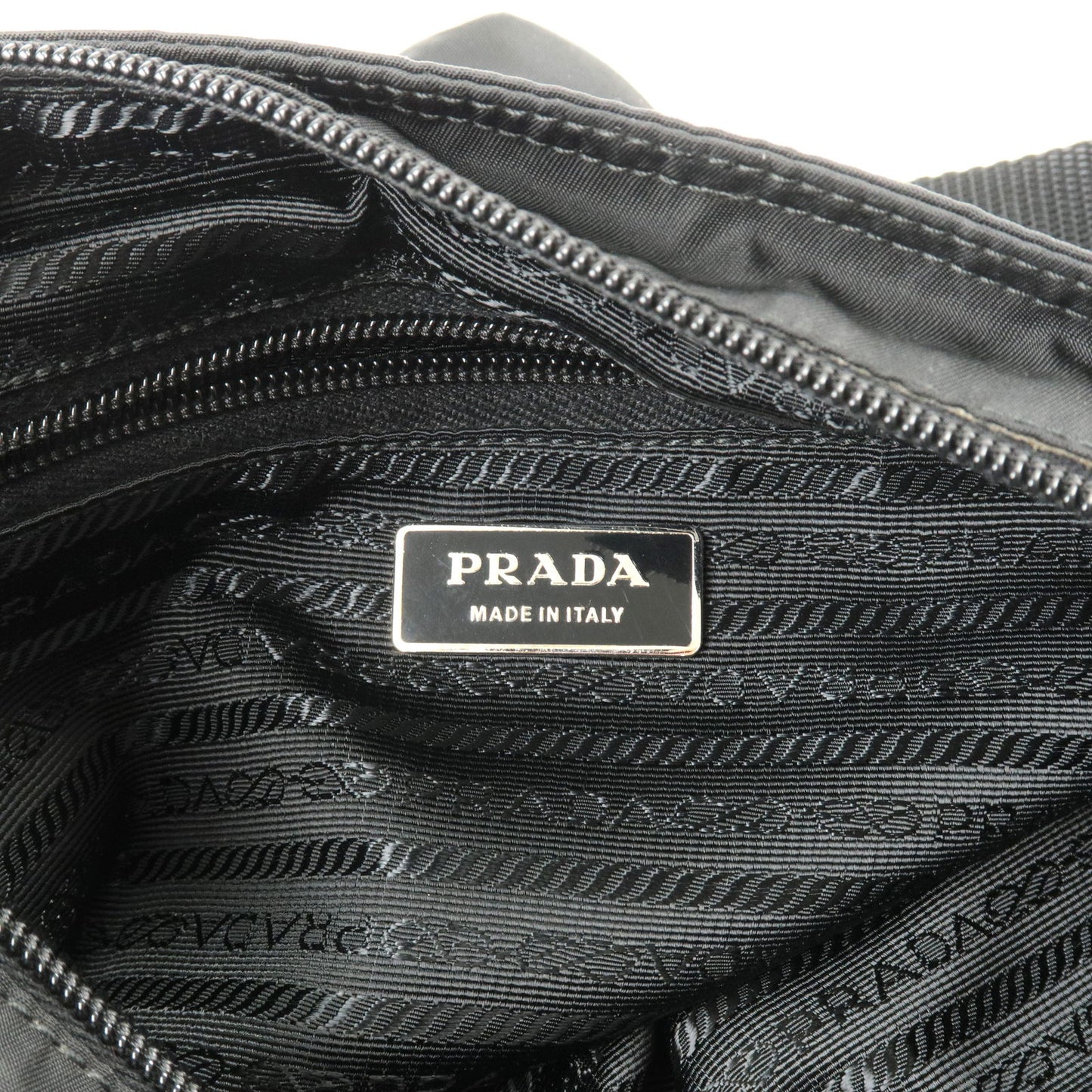 PRADA Logo Nylon Leather Shoulder Bag NERO Black VA0053