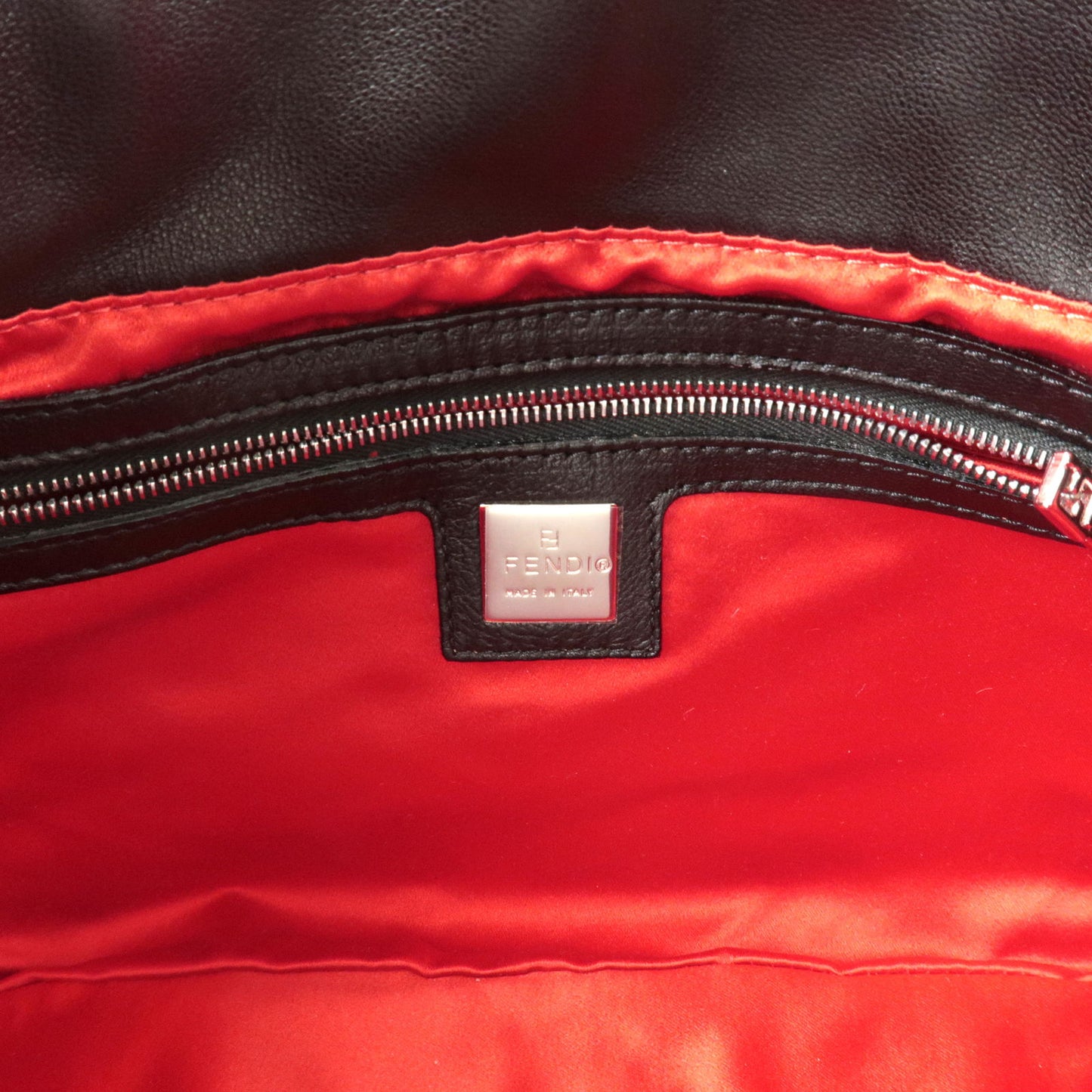 FENDI Leather Mamma Baguette Shoulder Bag Purse Black 26325