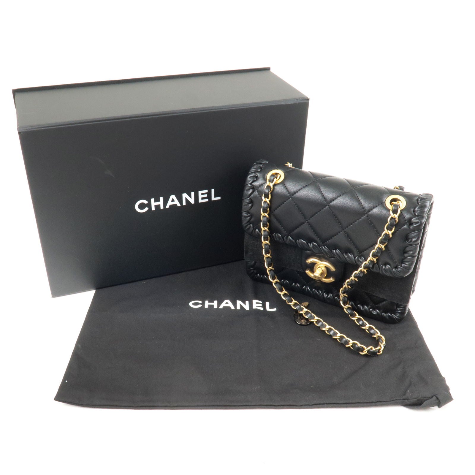 Chanel Matelasse Coco Chain Shoulder Lipstick Case Black Free Shipping