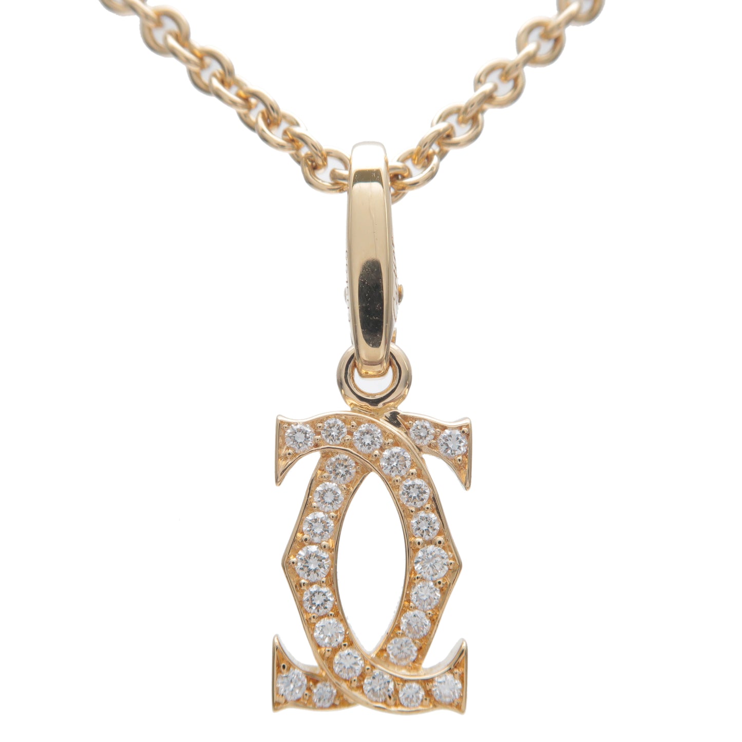 Cartier-2C-Diamond-Charm-Necklace-K18YG-750YG-Yellow-Gold