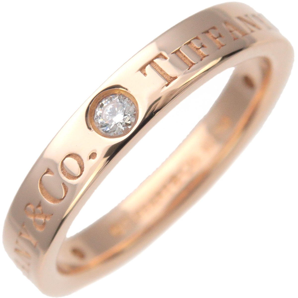 Tiffany&Co.-Flat-Band-Ring-3P-Diamond-K18PG-750-Rose-Gold-US4-4.5