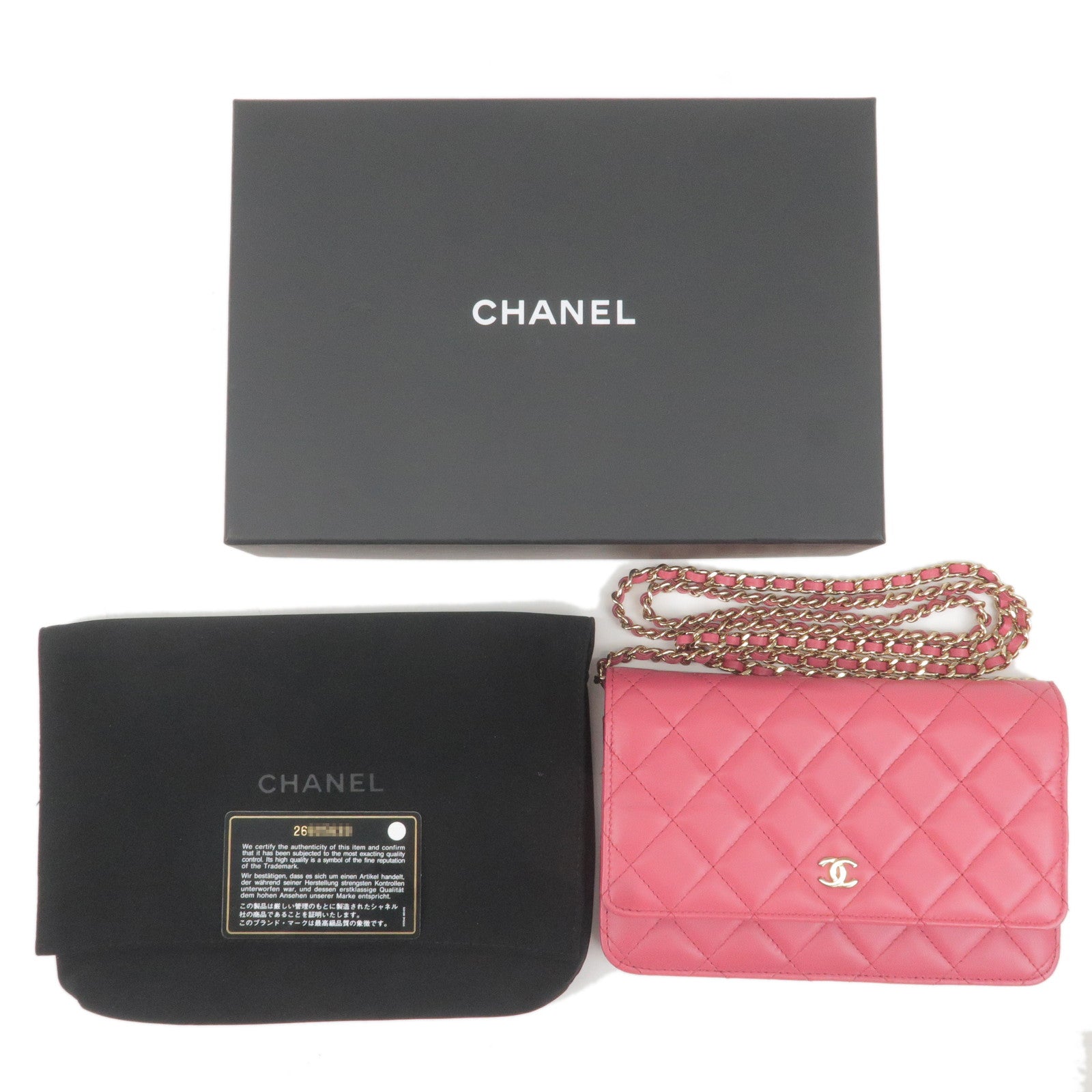 Chanel Matelasse Chain Wallet A33814 Women's Lambskin Chain/Shoulder Wallet  Pink