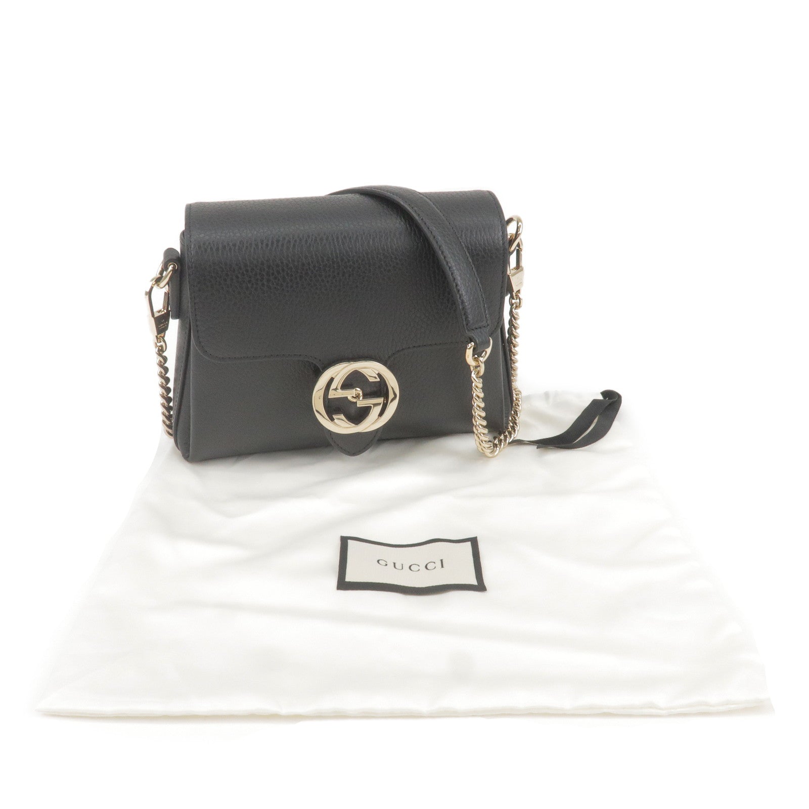 Gucci Interlocking GG Small Crossbody Bag-Black leather- New