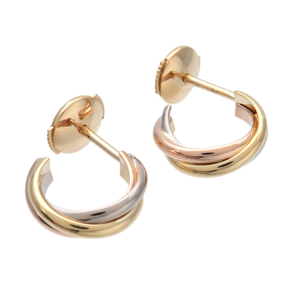 Cartier-Trinity-Earrings-K18-750-Yellow-Gold-White-Gold-Rose-Gold