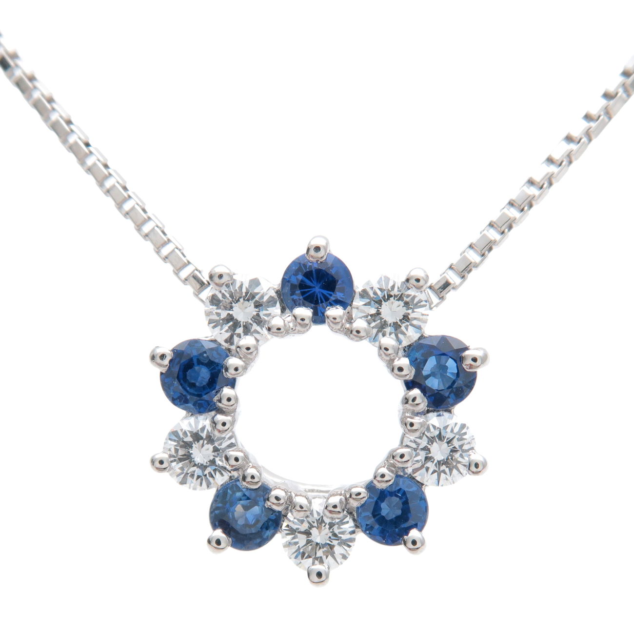 TASAKI-Diamond-Sapphire-Necklace-0.30ct-PT850-x-PT900-Platinum