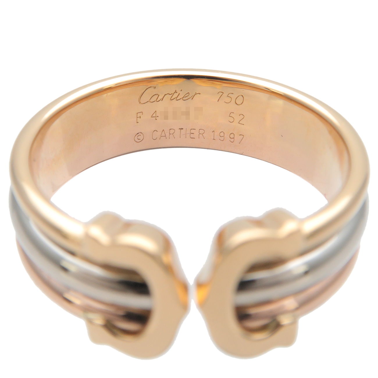 Cartier 2C Ring SM K18 750 Yellow White Rose Gold 52 US6 6.5