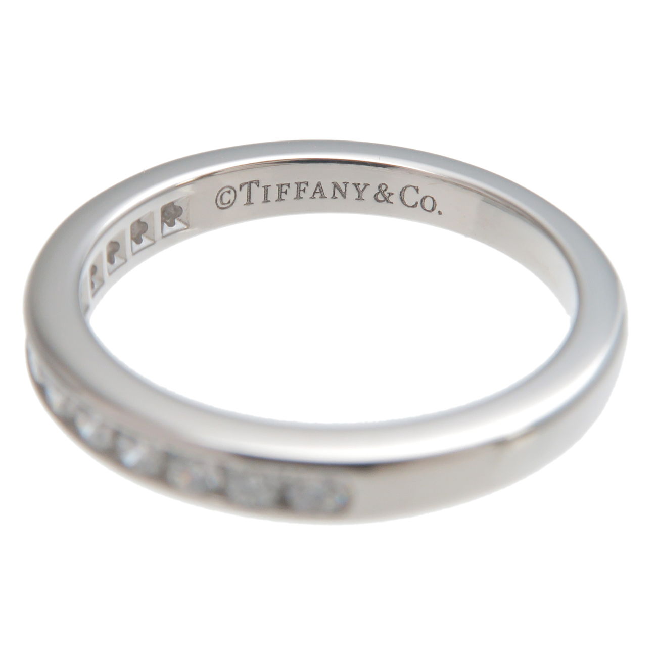 Tiffany&Co. Half Circle Channel Setting Diamond Ring PT950 US4