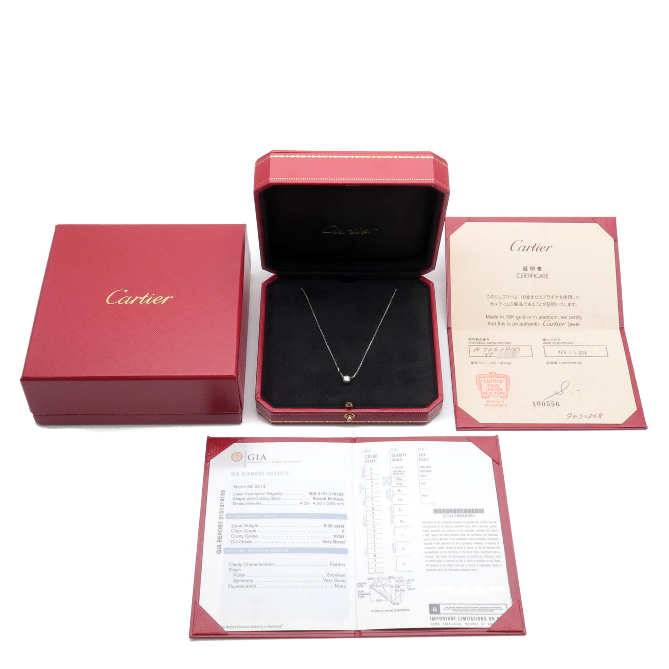 Cartier C De Cartier Diamond Necklace 0.30ct K18 750 White Gold