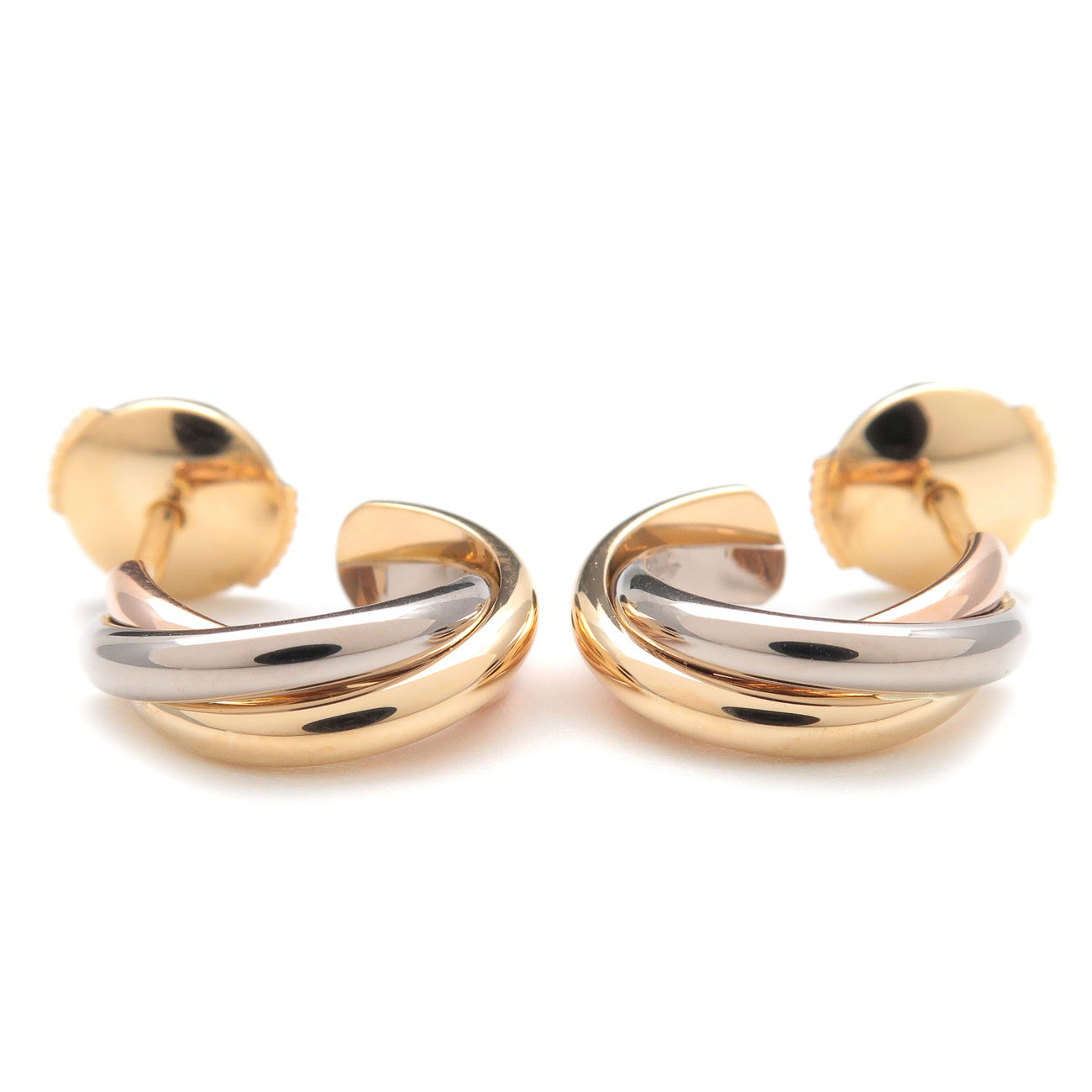 Cartier-Trinity-Earrings-K18-750-Yellow-Gold-White-Gold-Rose-Gold