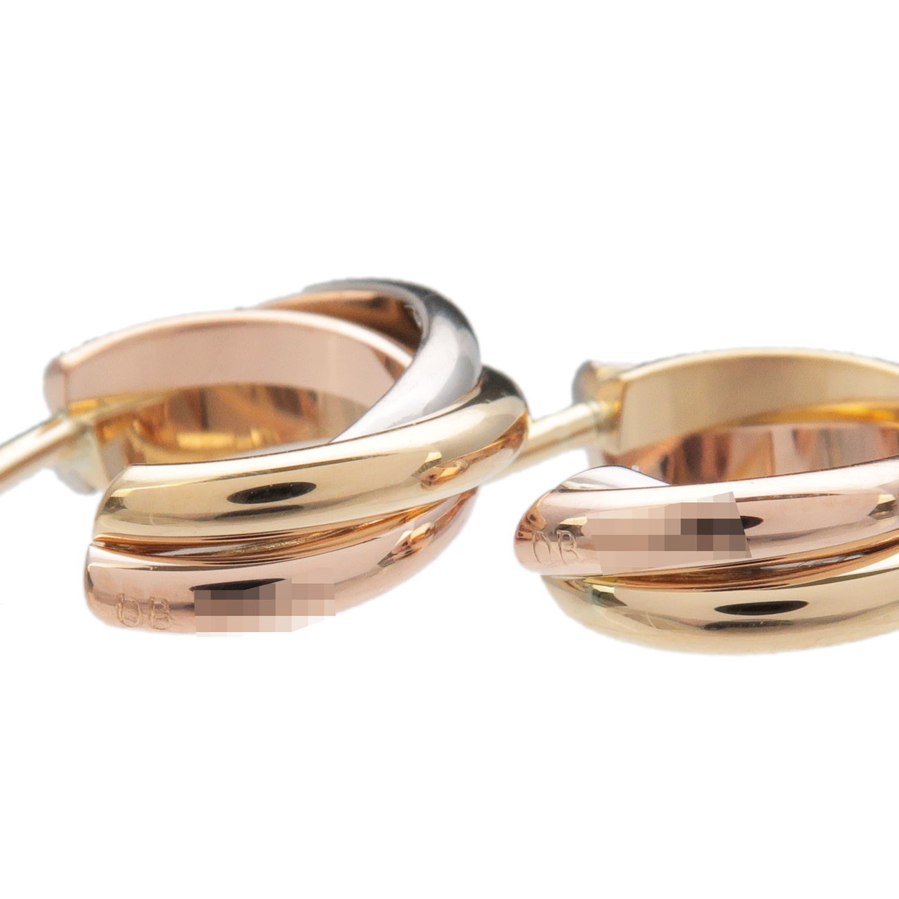 Cartier Trinity Earrings K18 750 Yellow Gold White Gold Rose Gold