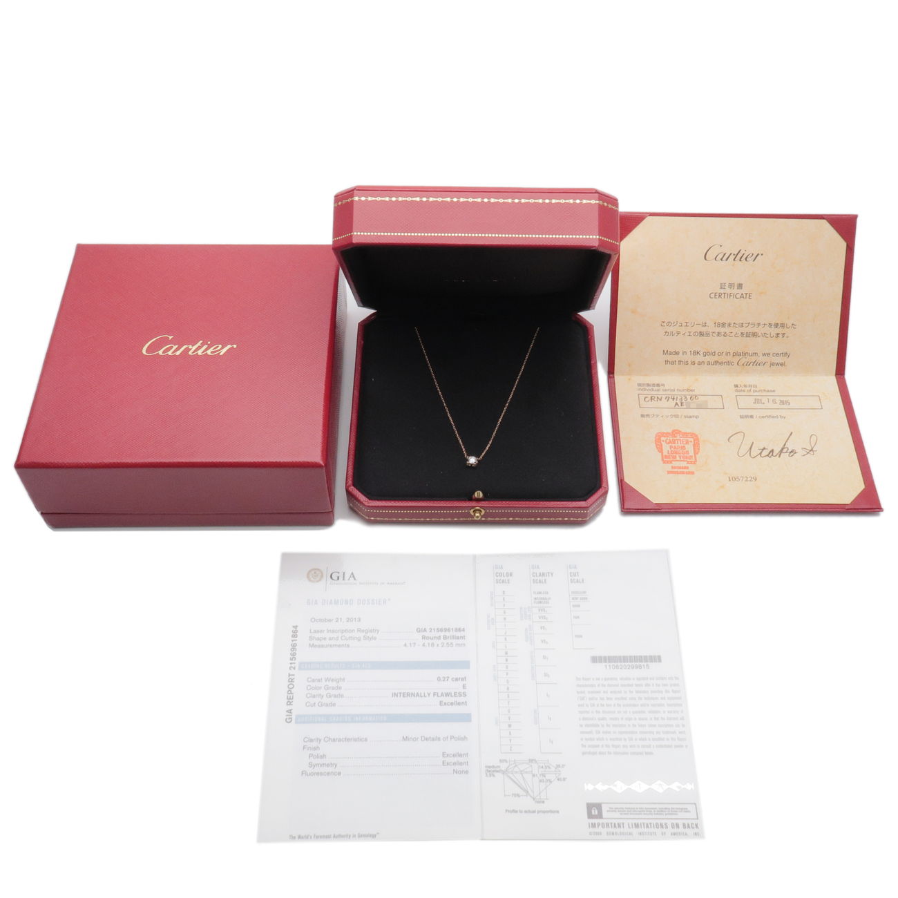 Cartier C De Cartier Diamond Necklace 0.27ct K18PG 750PG Rose Gold