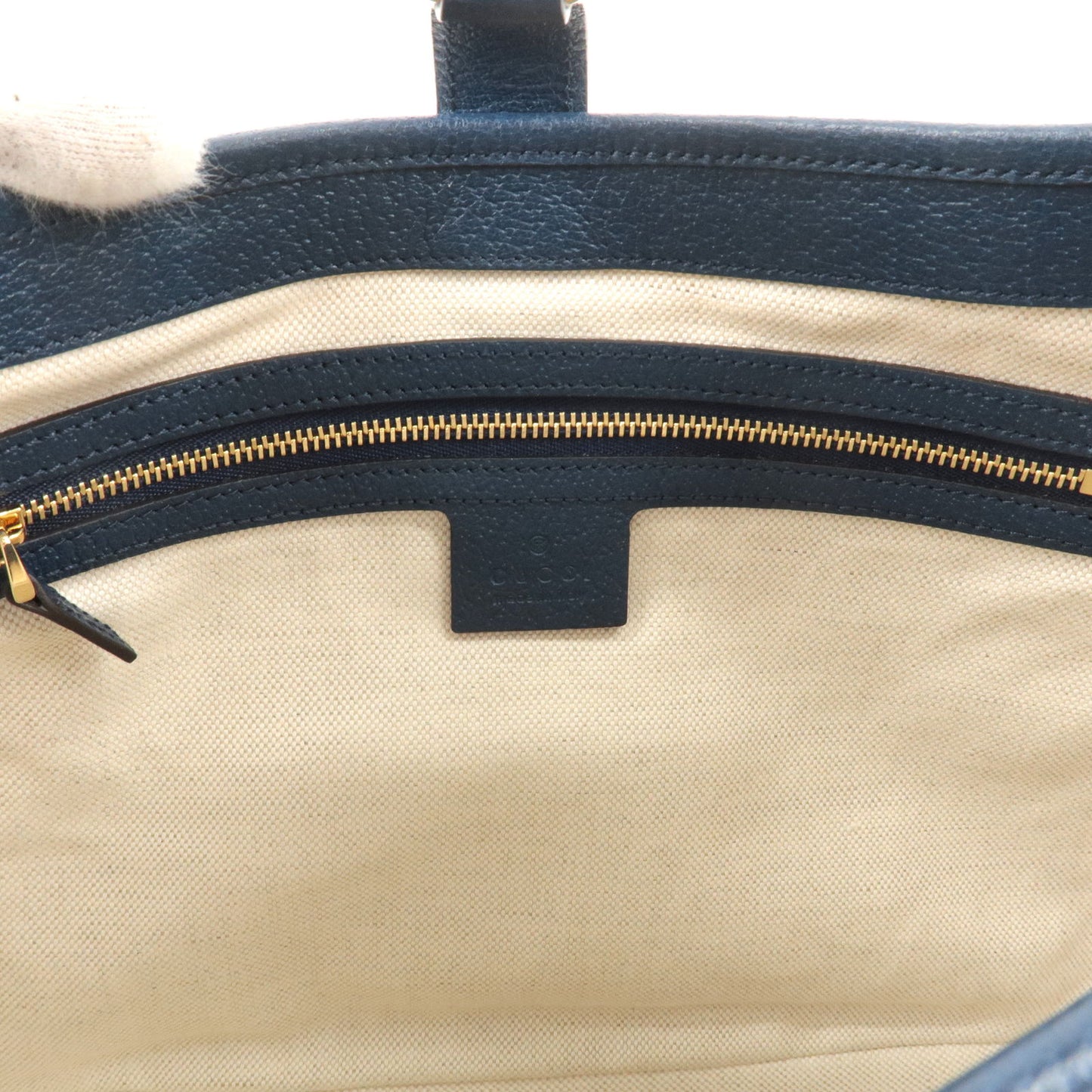 GUCCI Jackie GG Flora Canvas Leather Medium Hobo Bag Navy 550152