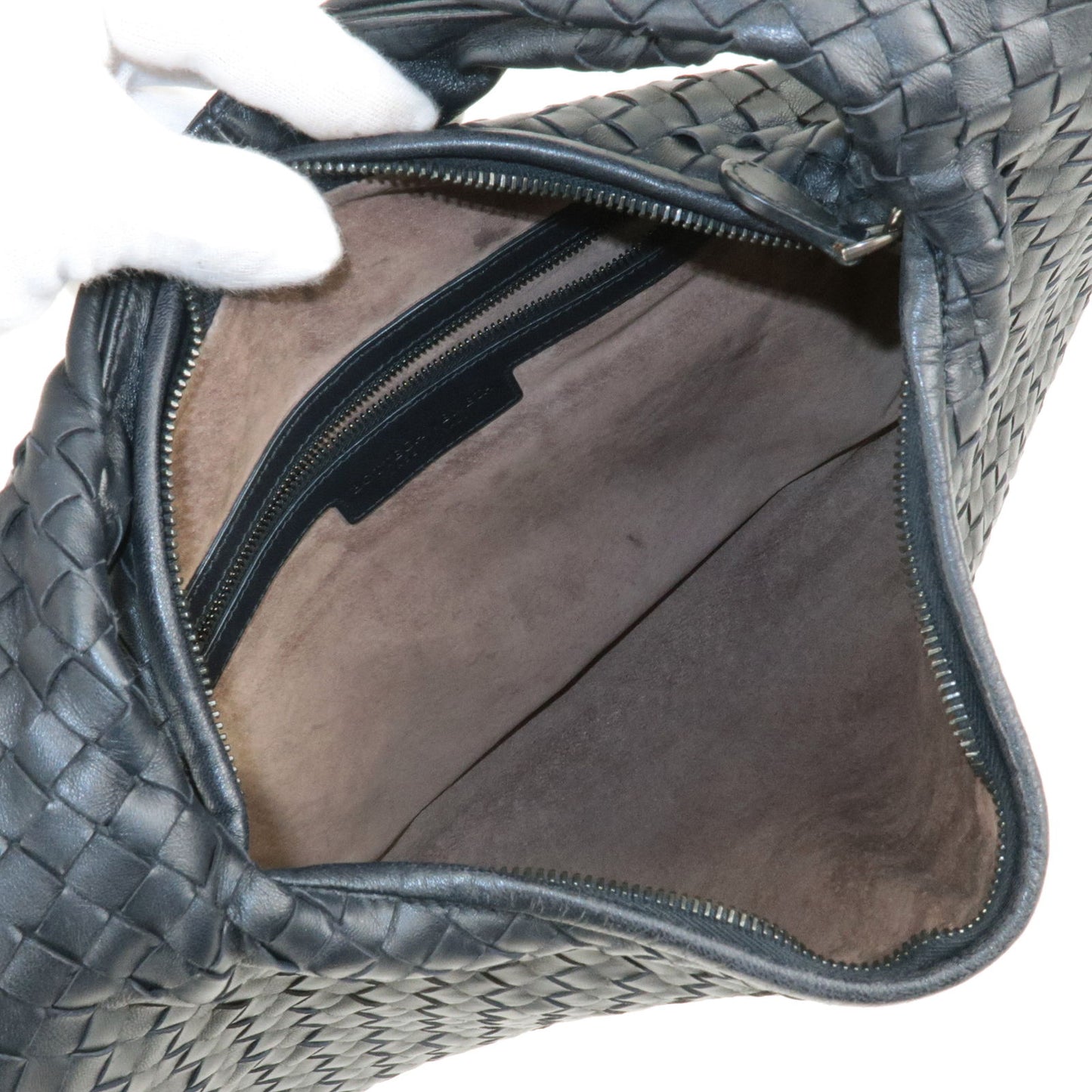 BOTTEGA VENETA Intrecciato Leather Shoulder Bag Dark Navy 115653