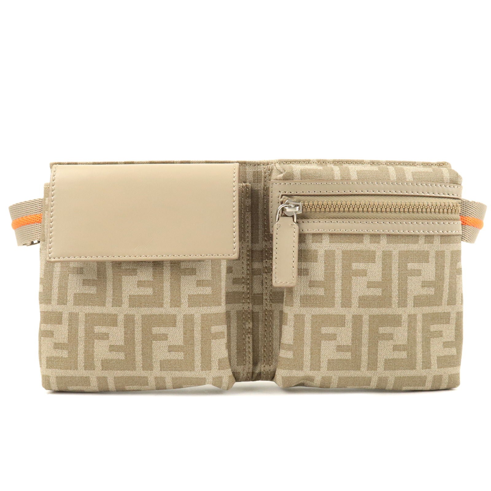 FENDI Zucca Canvas Leather Waist Bag Body Bag 7VA280 Beige dct ep vintage luxury Store