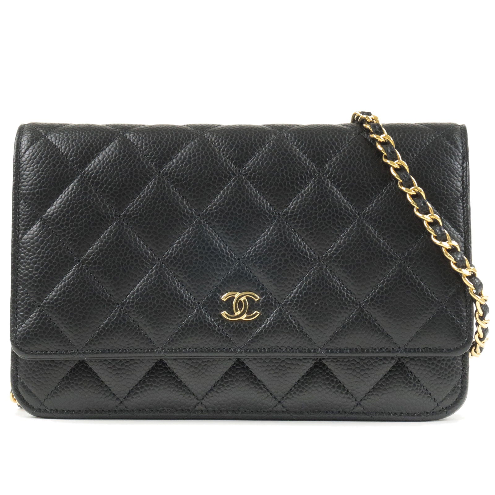 CHANEL Caviar Quilted Wallet On Chain WOC Black 37348