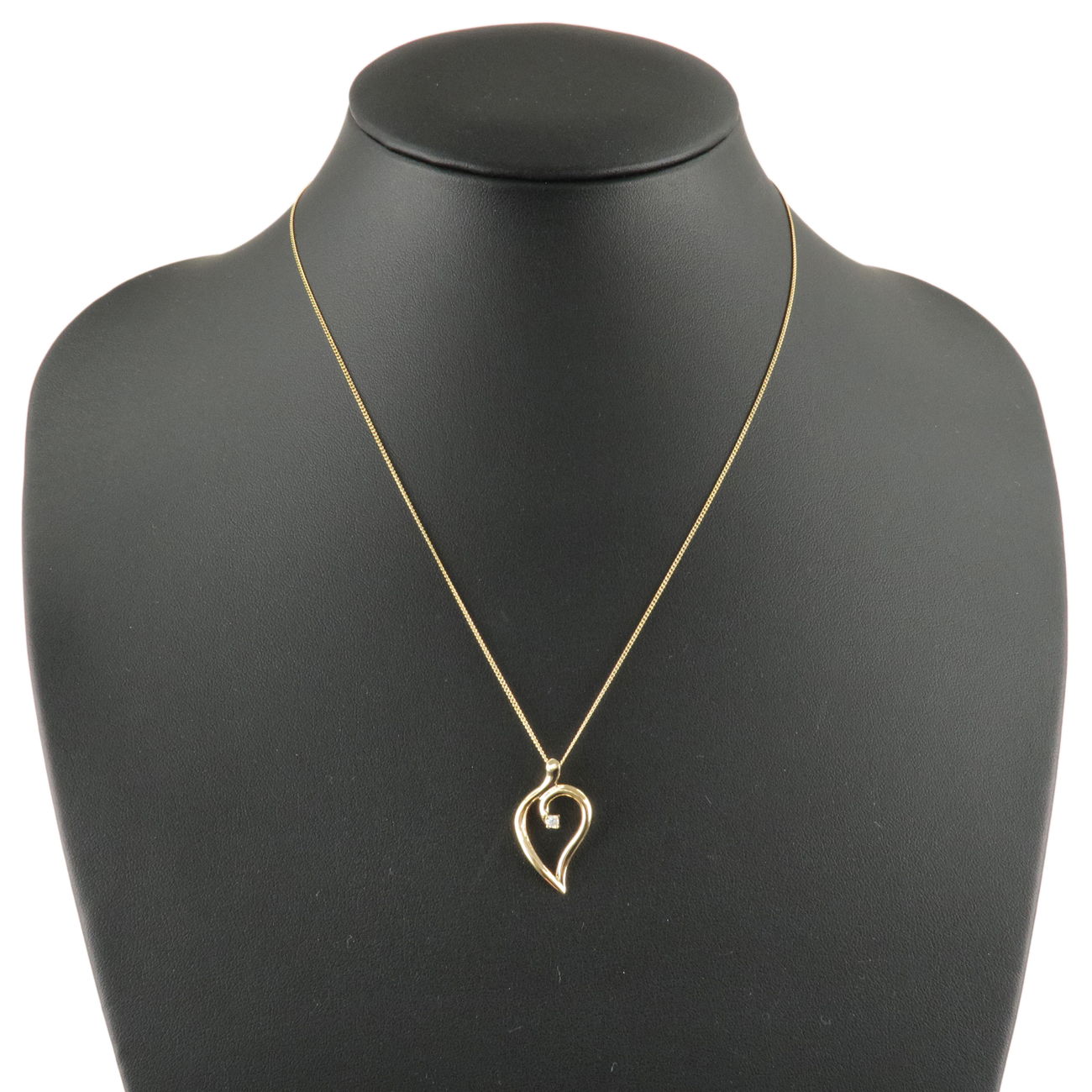 Tiffany&Co. Leaf Heart 1P Diamond Necklace K18YG Yellow Gold