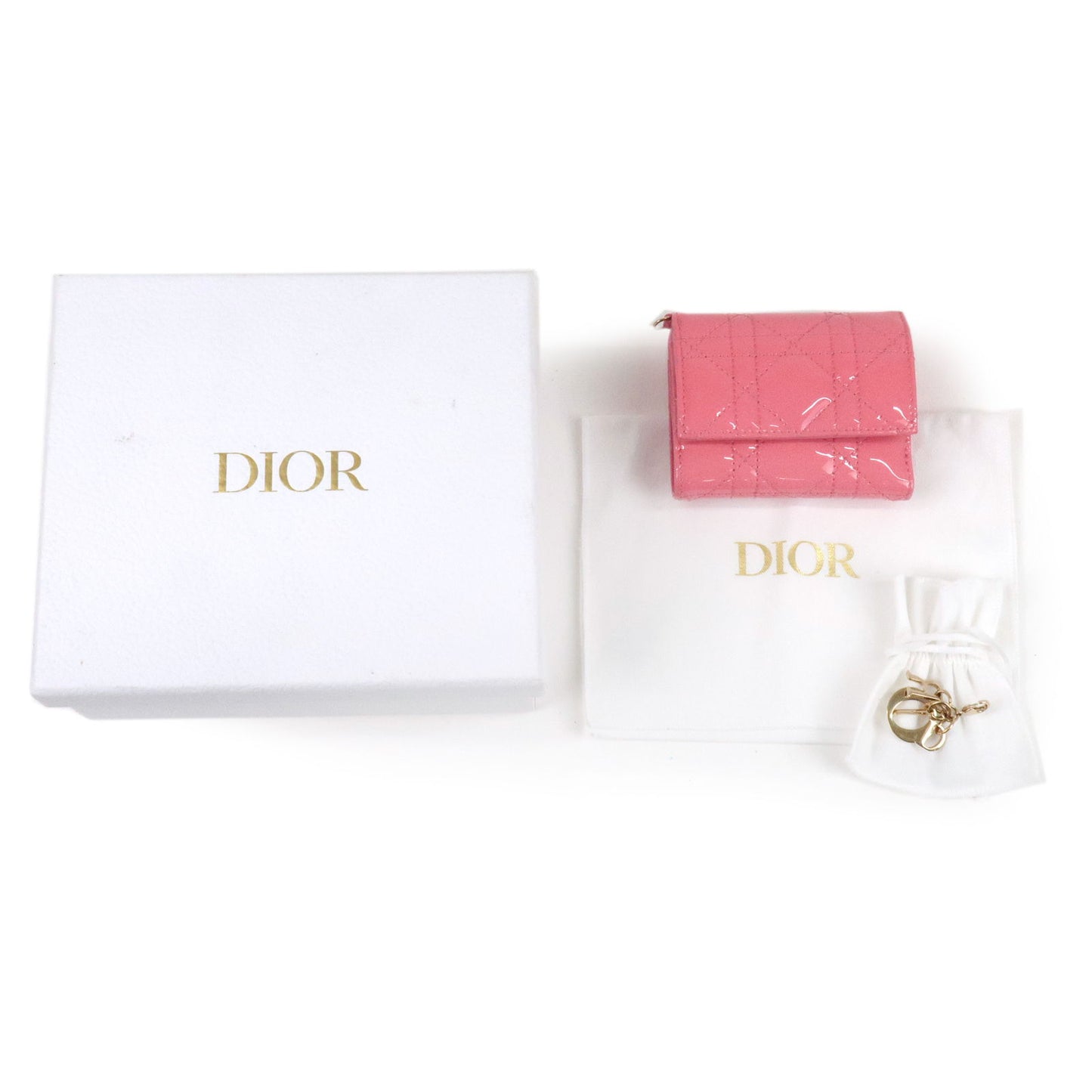 Christian Dior Cannage Patent Lady Dior Lotus Wallet S0181OVRB