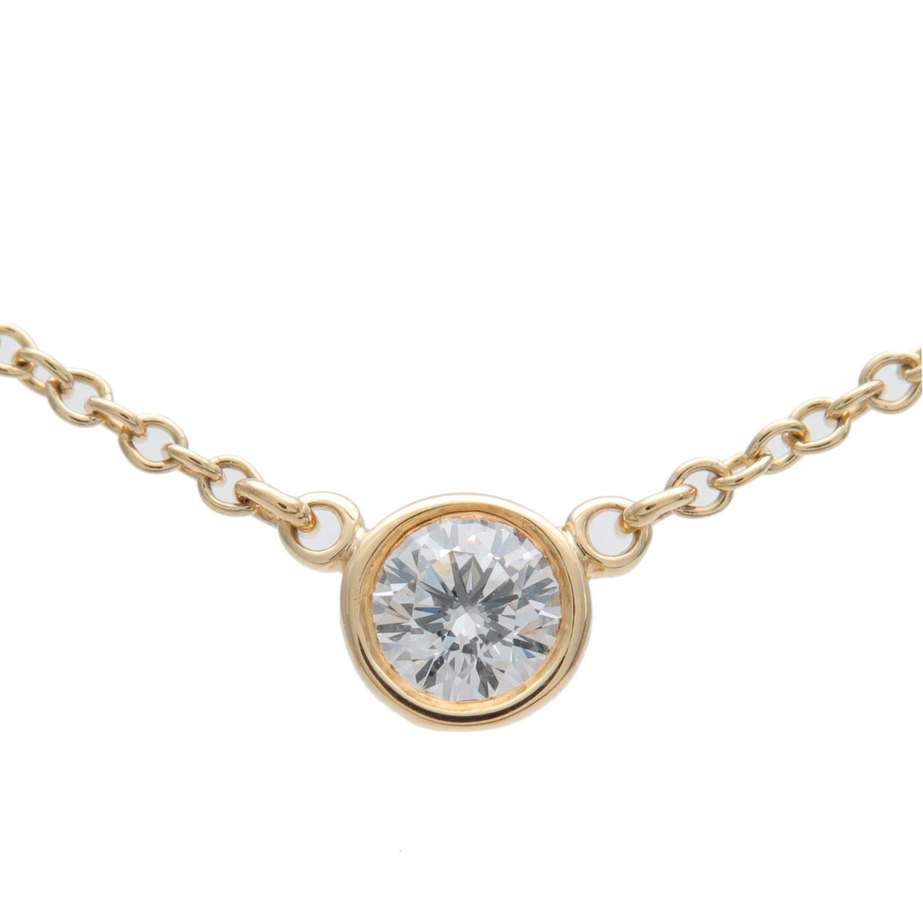 Tiffany&Co.-By-The-Yard-1P-Diamond-Necklace-0.14ct-K18-Yellow-Gold