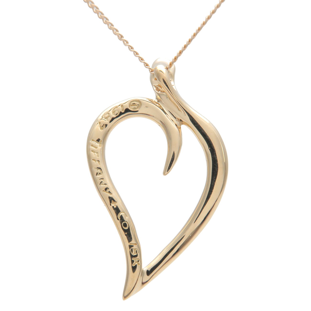 Tiffany & Co. Leaf Heart Necklace K18YG 750YG Yellow Gold