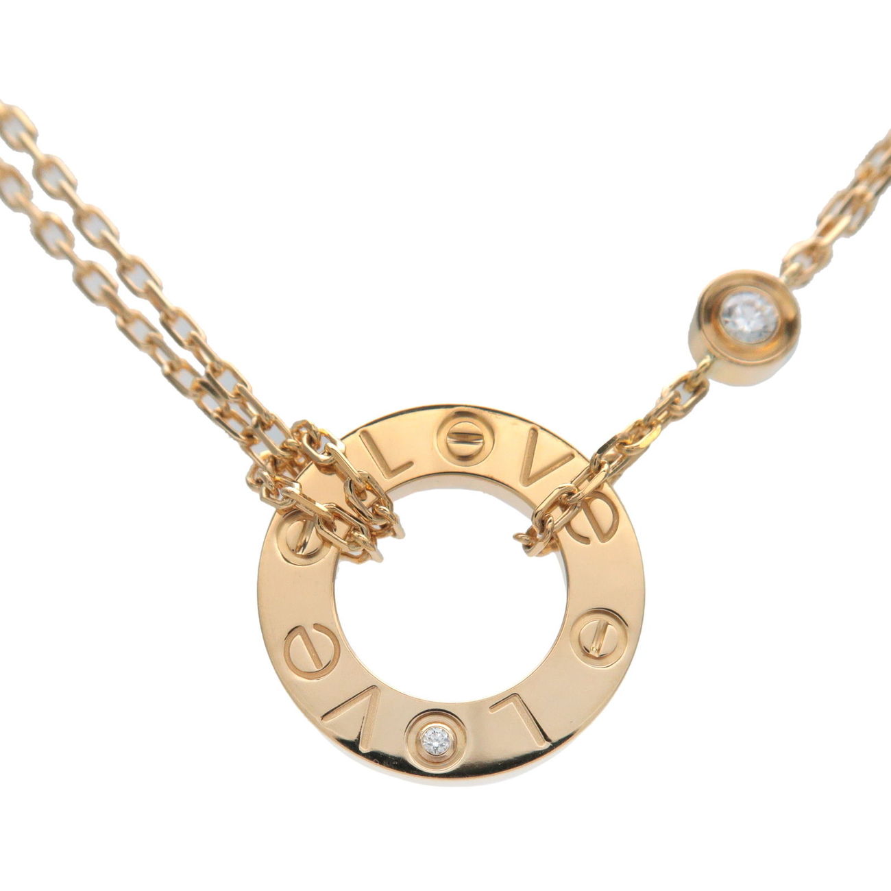 Cartier-Love-Circle-2P-Diamond-Necklace-K18YG-750YG-Yellow-Gold