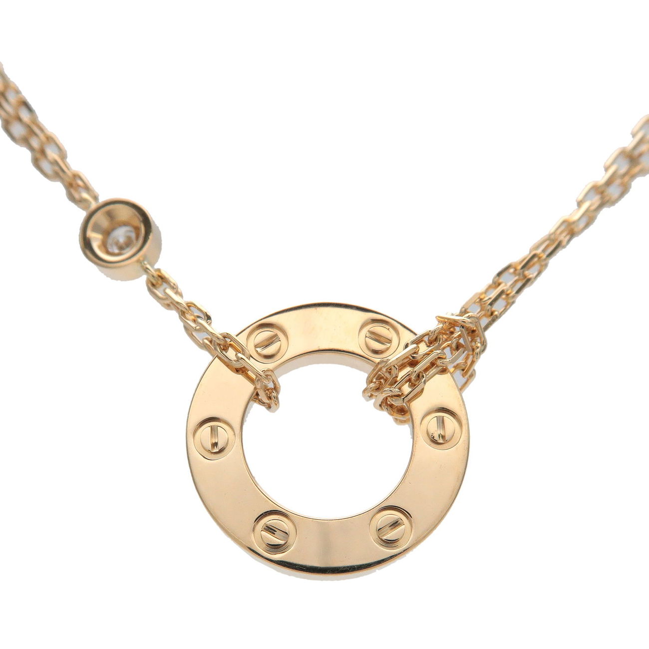 Cartier Love Circle 2P Diamond Necklace K18YG 750YG Yellow Gold