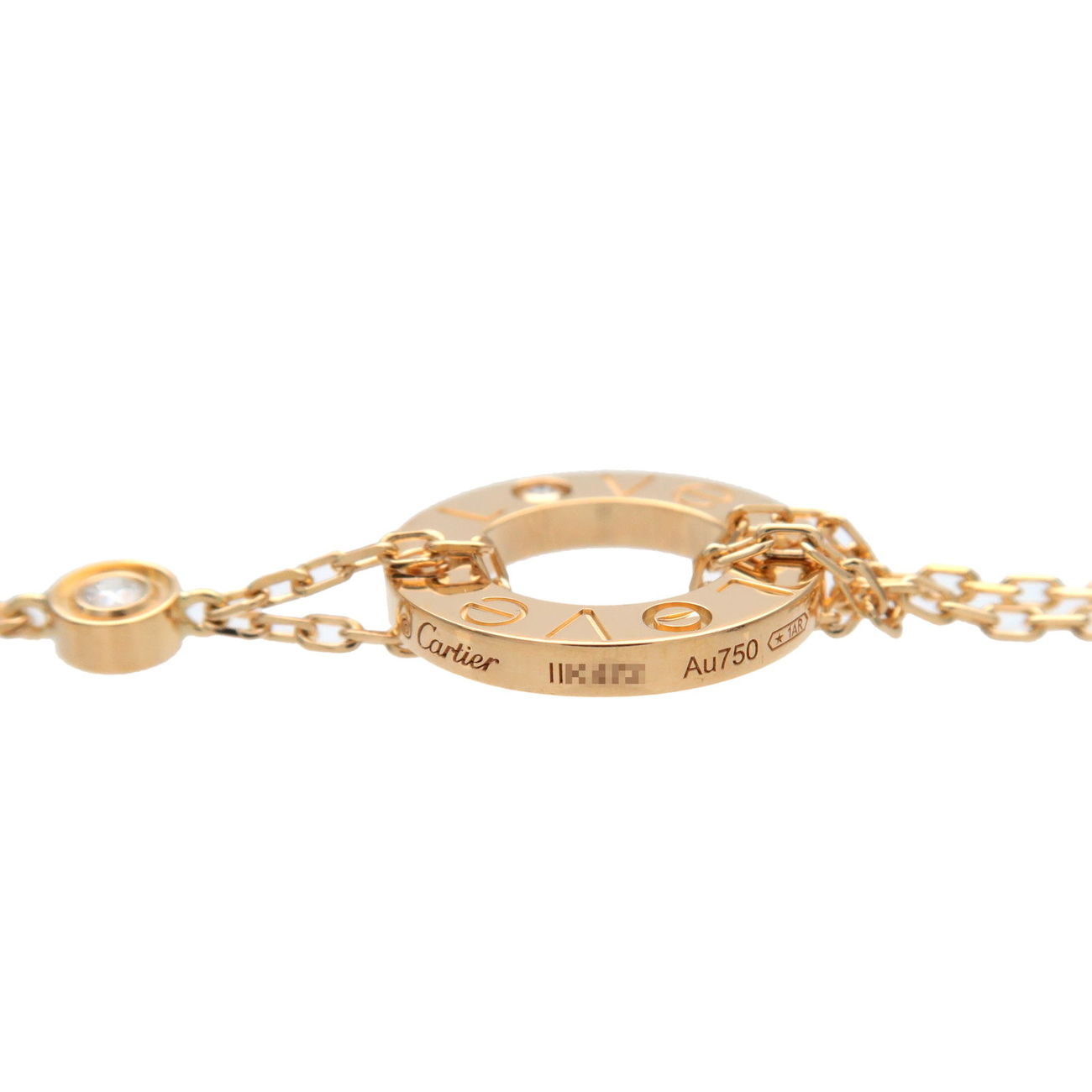 Cartier Love Circle 2P Diamond Necklace K18YG 750YG Yellow Gold