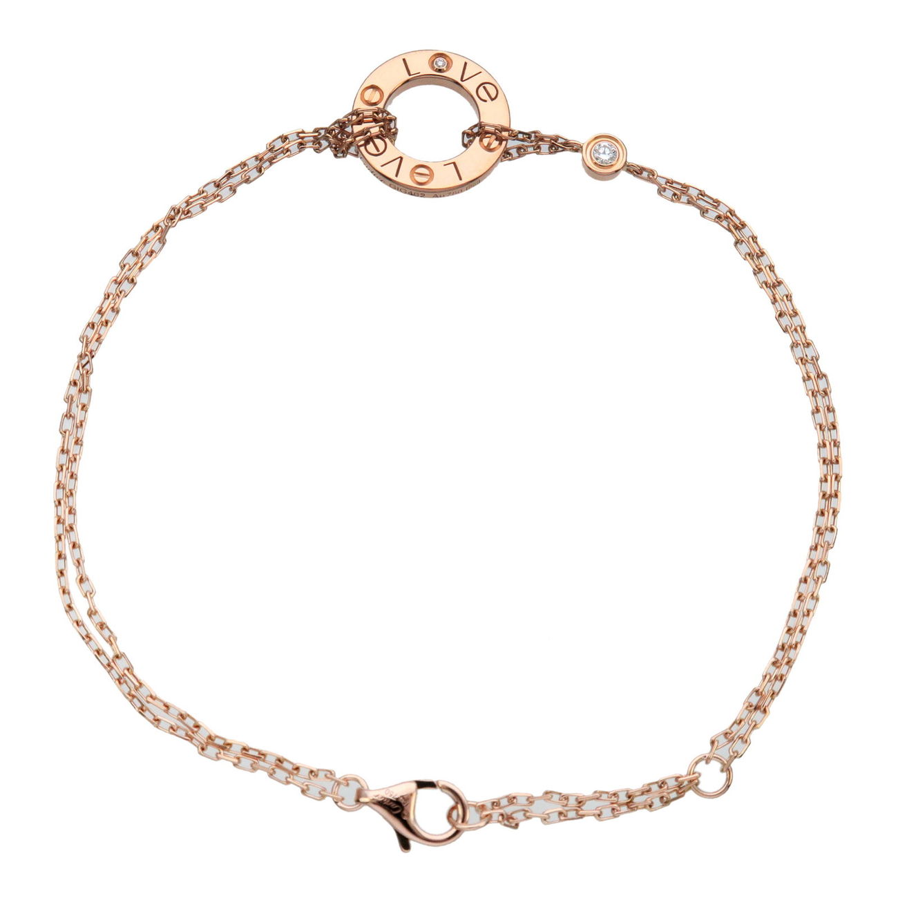 Cartier-Love-Circle-2P-Diamond-Bracelet-K18PG-750PG-Rose-Gold