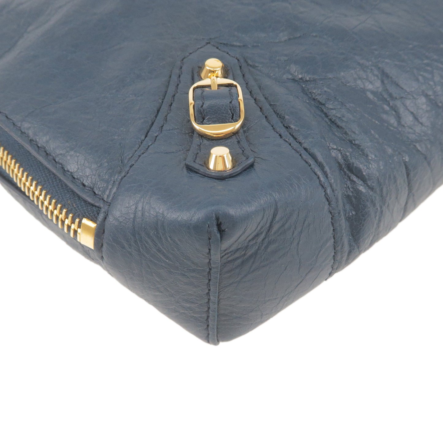 BALENCIAGA Leather Classic Reporter XS Shoulder Bag Navy 488795