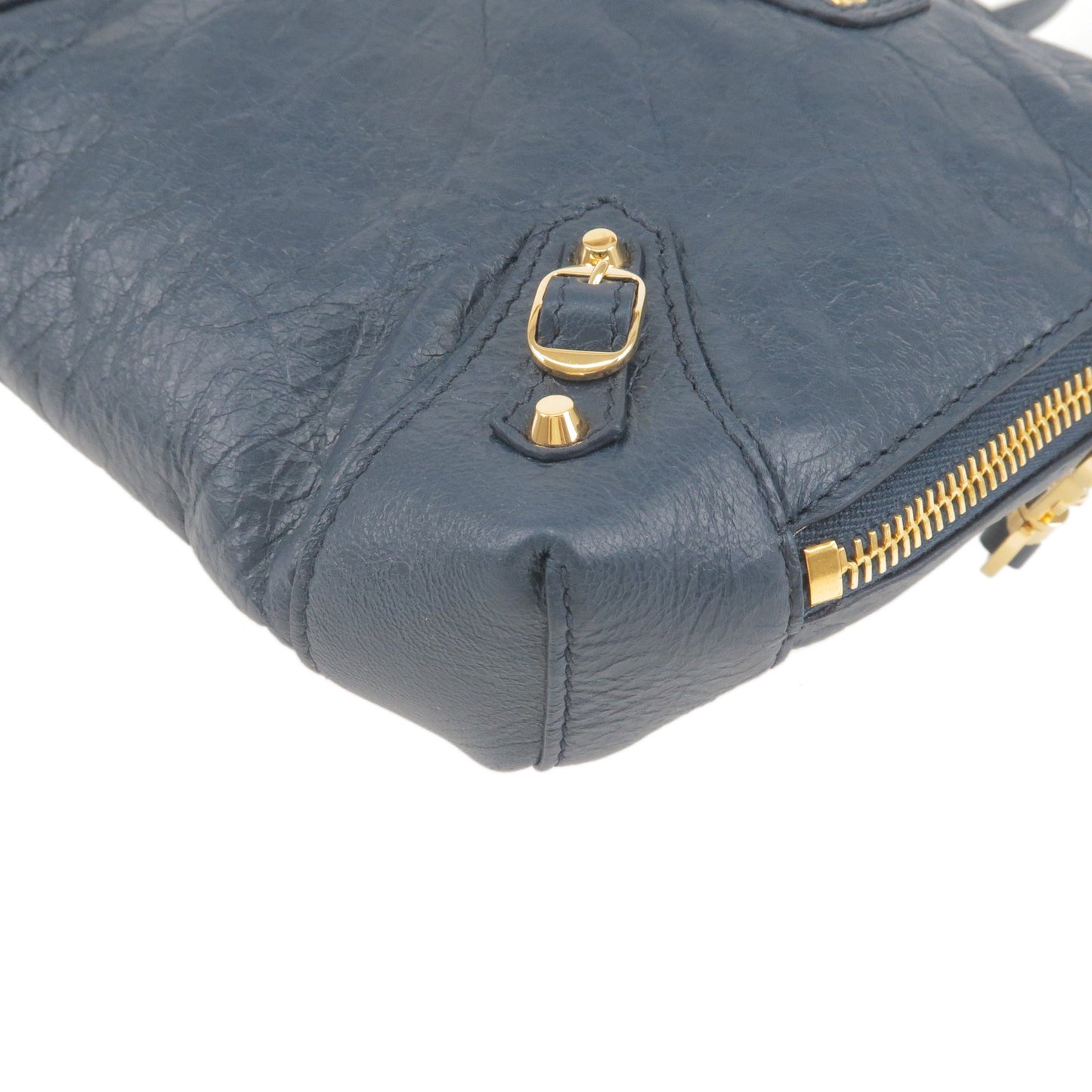 BALENCIAGA Leather Classic Reporter XS Shoulder Bag Navy 488795