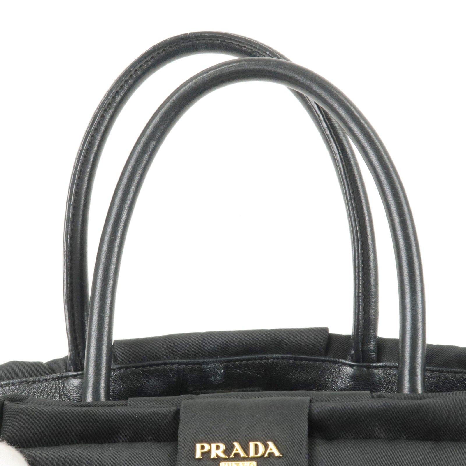 PRADA-Logo-Nylon-Leather-Ribbon-Tote-Bag-NERO-Black-BN1601 – dct-ep_vintage  luxury Store