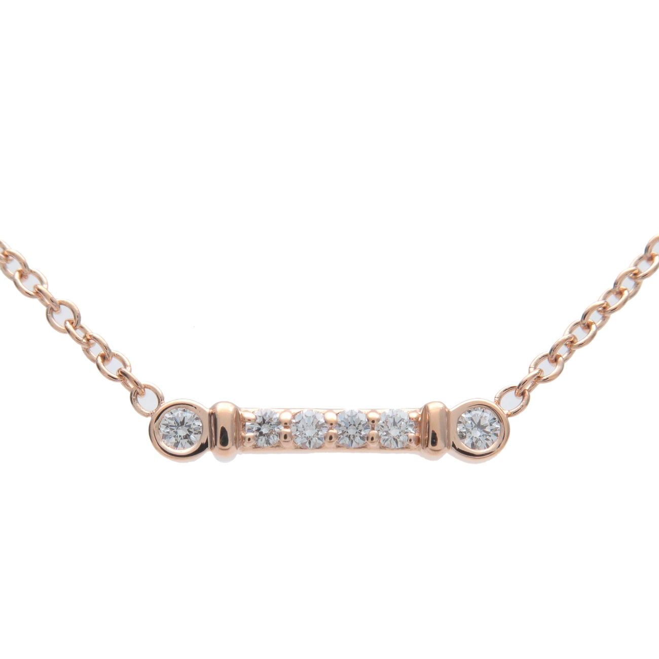 Tiffany-&-Co.-Fleur-de-Lis-Diamond-Key-Bar-Necklace-K18-Rose-Gold