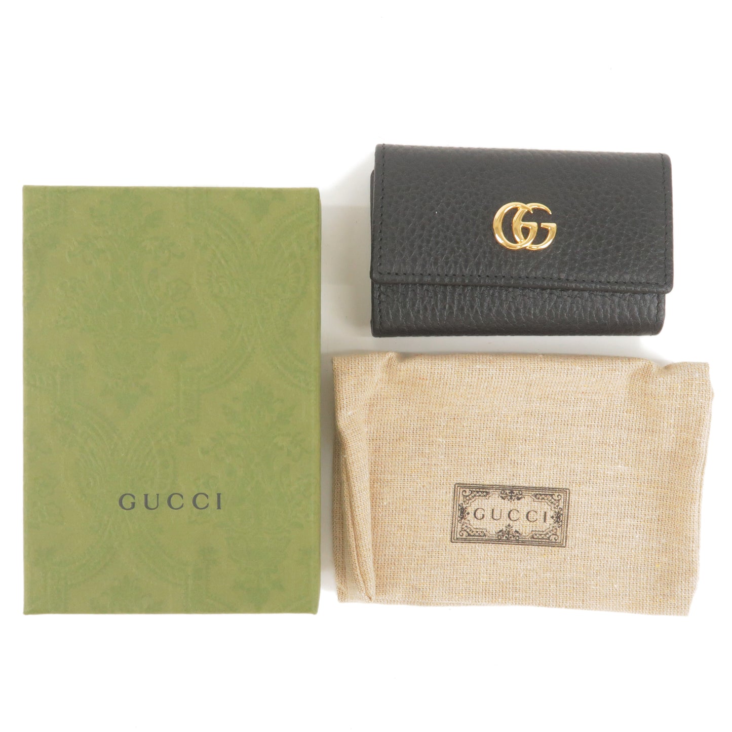 GUCCI GG Marmont Leather 6 Rings Key Case Key Holder Black 456118