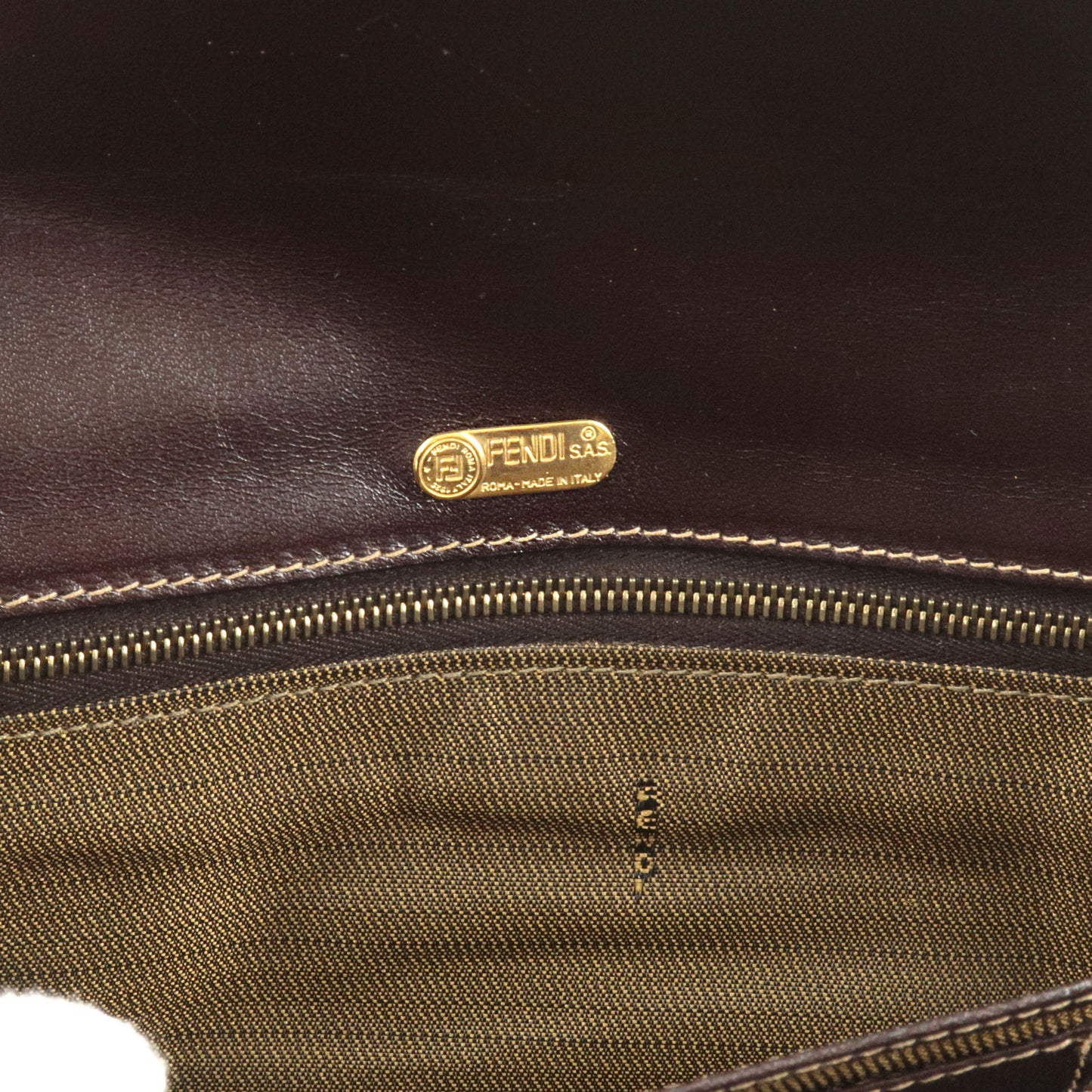 FENDI Zucca Canvas Leather Bi Fold Long Wallet Brown Black