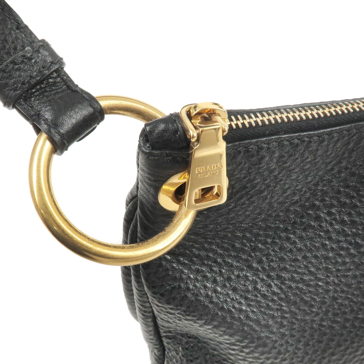 PRADA Leather Shoulder Bag Hand Bag NERO Black BR4894