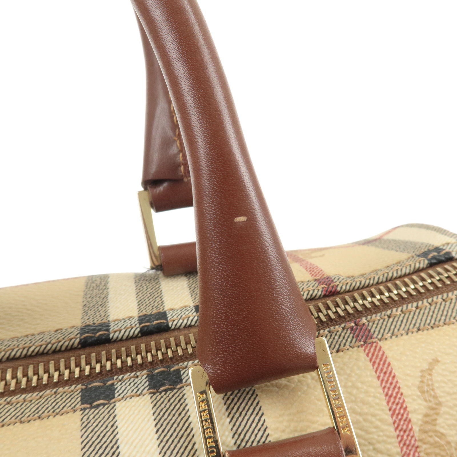 Burberry Travel Bag Nova Check Brown Leather