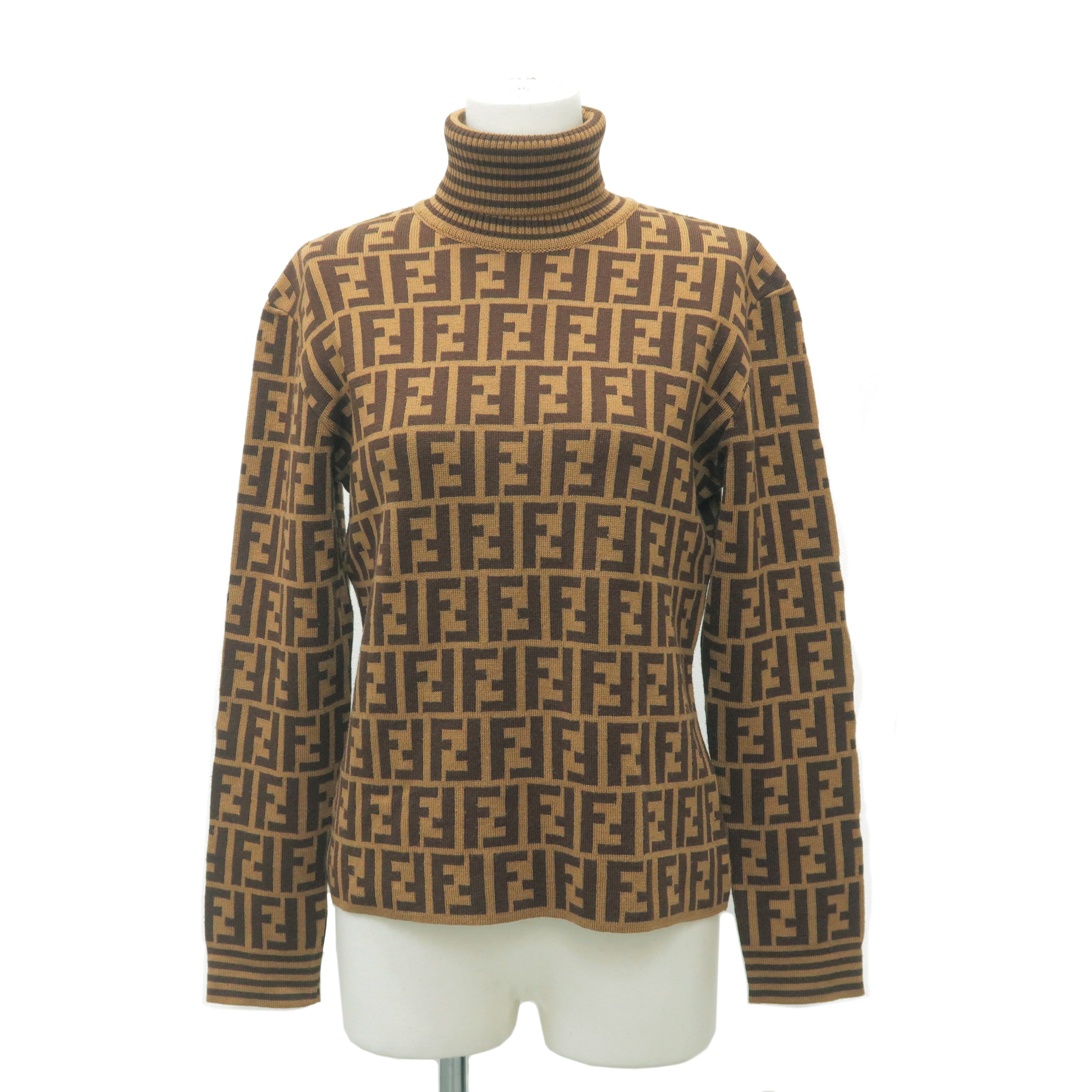 FENDI-Zucca-Print-100%-Wool-Turtle-Neck-Sweater-Size-J44 – dct