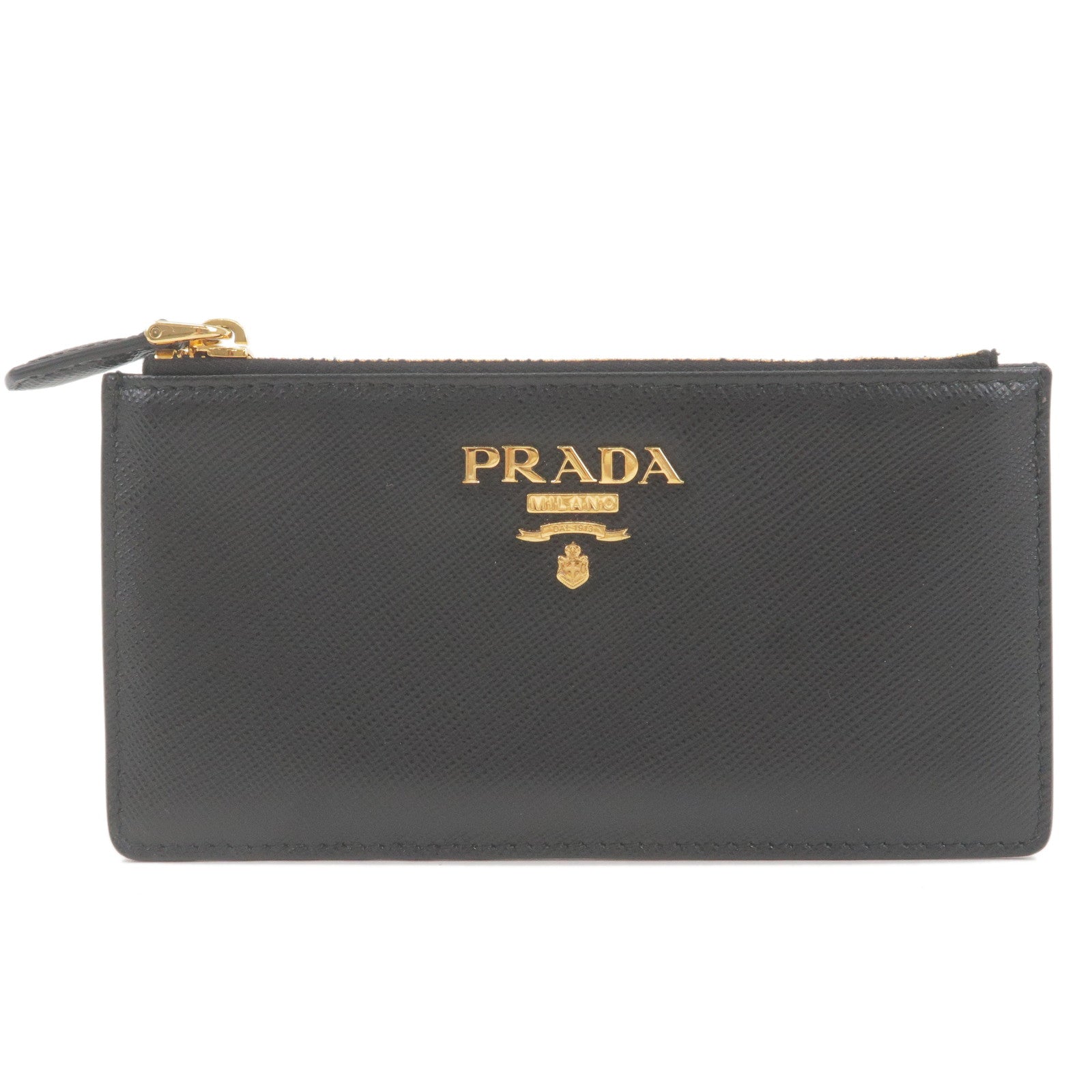PRADA-Leather-Fragment-Card-Case-Coin-Case-Black-1MC054