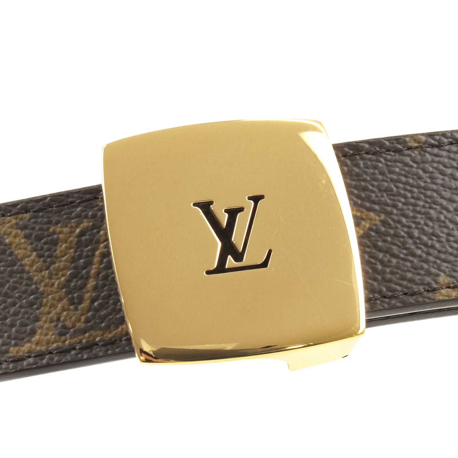Louis Vuitton Reversible Black Beige LV Logo Buckle Belt Size 100